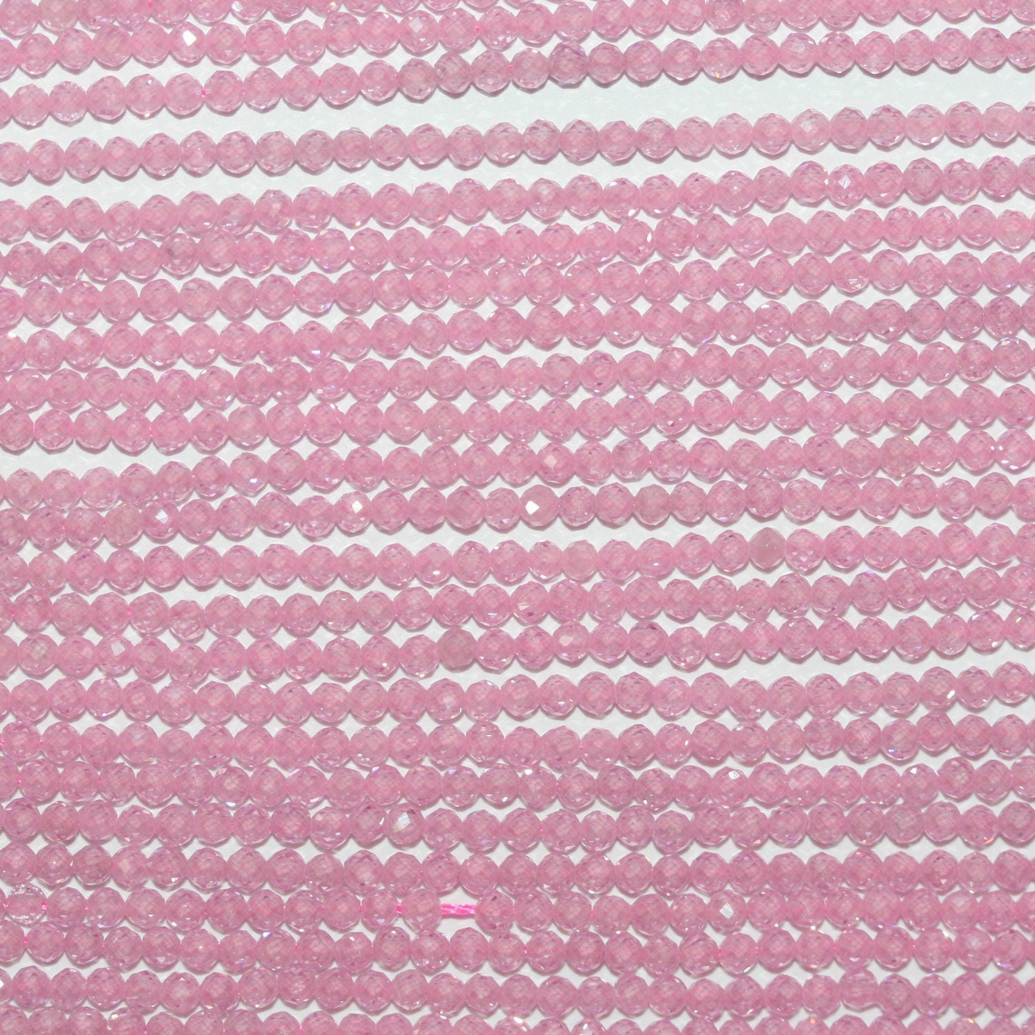 13" StPink Cubic Zirconia Faceted Round Beads 2mm.Strand 37cm.