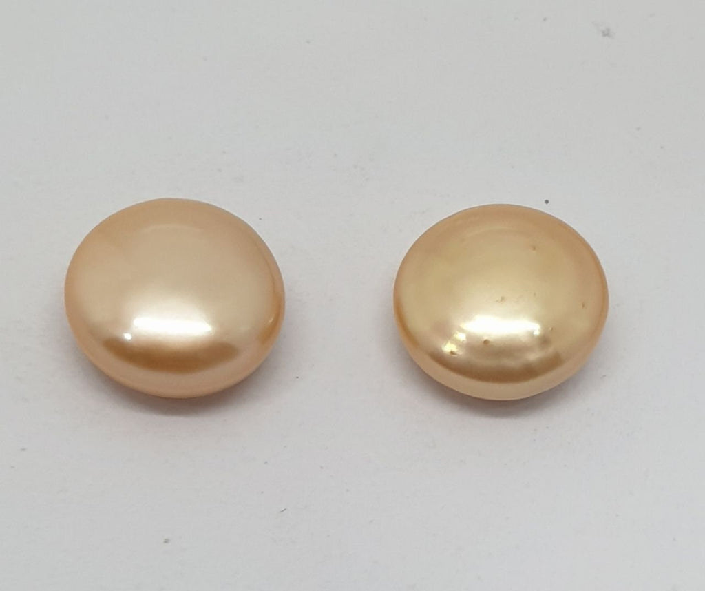1 Pair Undrilled Golden Freshwater Pearl 10-11mm  Coin Shape  Top Luster Natural Pearl- Price is Per 1 Pair- Pearl Earring- Gold Yellow