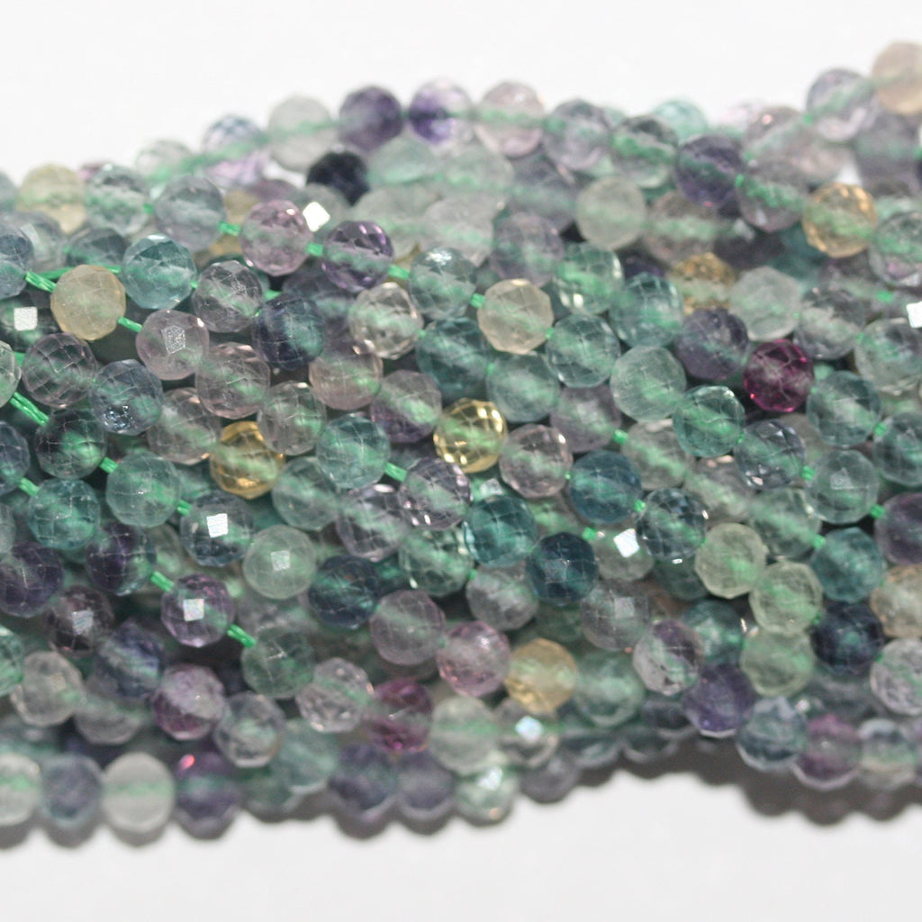 Perles rondes à facettes en fluorite St de 15 pouces, 4-4,5 mm. - Fil de 38 cm.