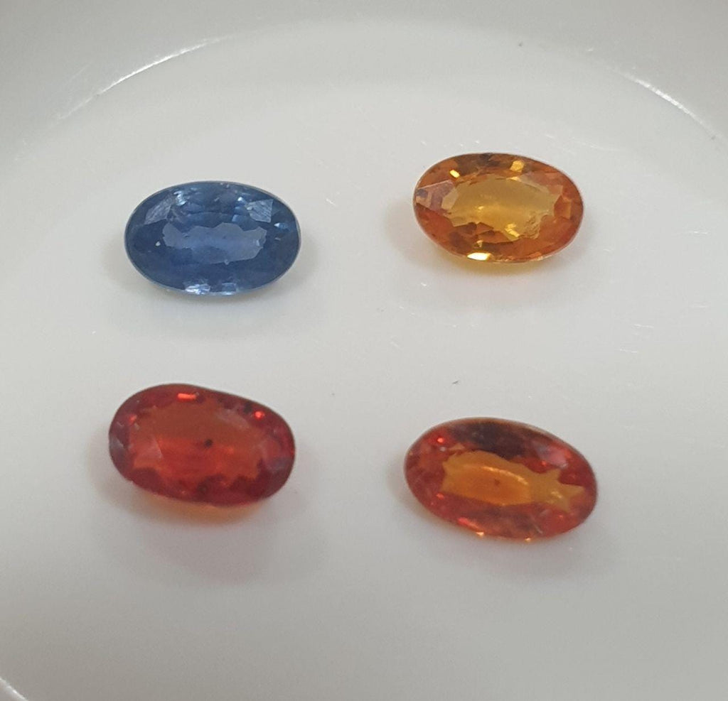 Lote de 4 zafiros multicolores facetados ovalados de 5 x 3 mm - Paquetes de piedras preciosas - Piedras sueltas al por mayor - Gemas naturales