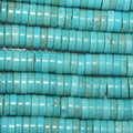 16" Cuentas de disco lisas de color turquesa 10x3 mm. - Hilo 40cm.
