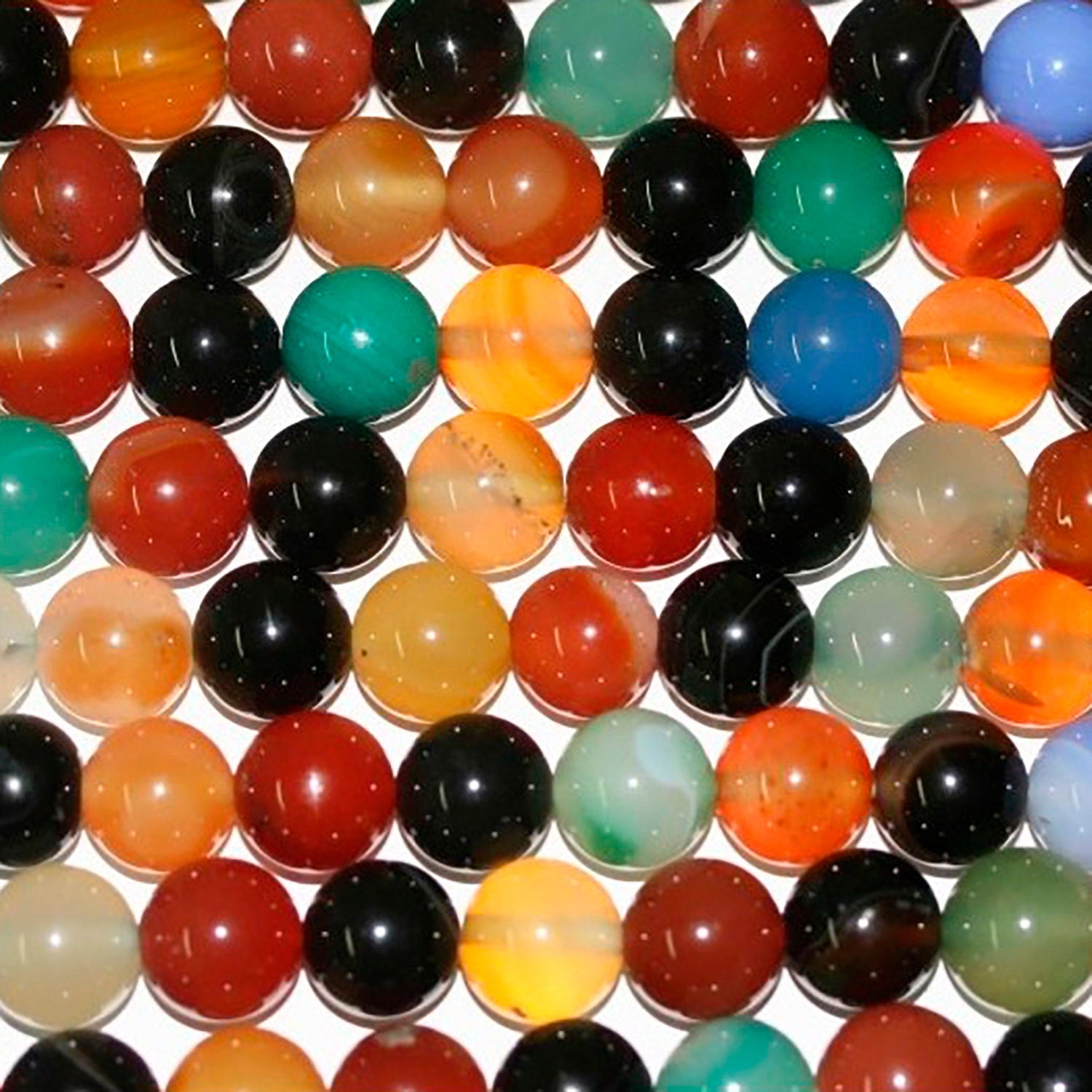 Cuentas redondas lisas de ágata multicolor de 16" (12 mm) - Hilo de 40 cm