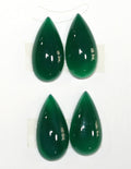 4 cabochons en agate verte en forme de goutte, 20 x 10 mm. (4 pièces).
