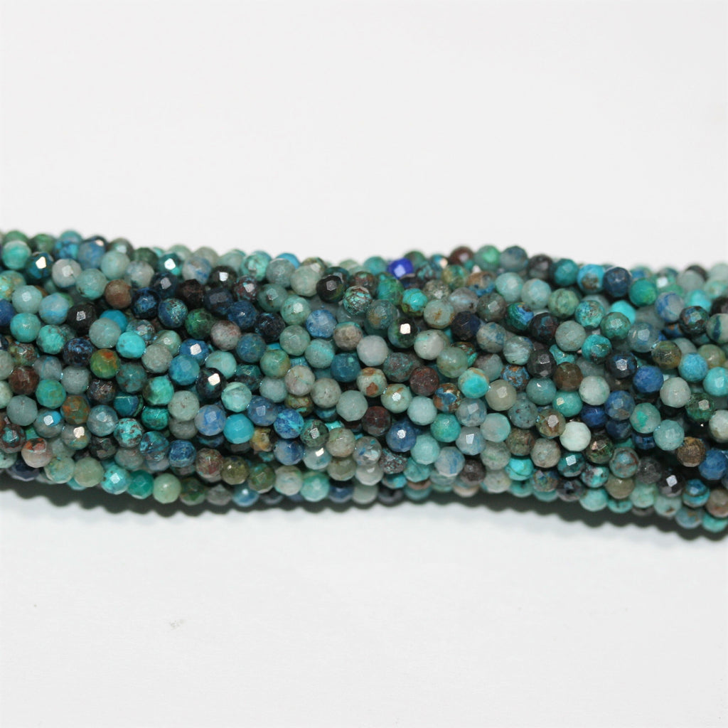 Cuentas redondas facetadas de turquesa de 16" (2,5 mm) - Hilo de 40 cm