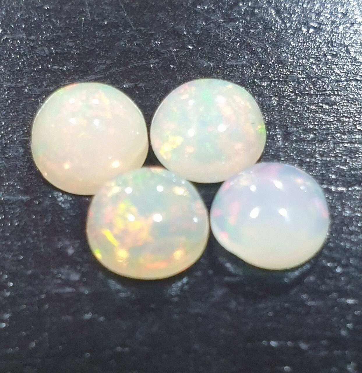 Ethiopian Opal Lot Round Cabochon 6mm. (4pcs)  -Gemstone Parcels-Loose Stones Wholesale Price