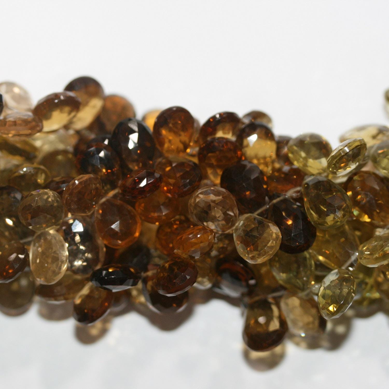 10" St Honey Quartz Faceted Drop Beads 13x9mm. Approx. - 22 cm Strand. - Ref. 14868