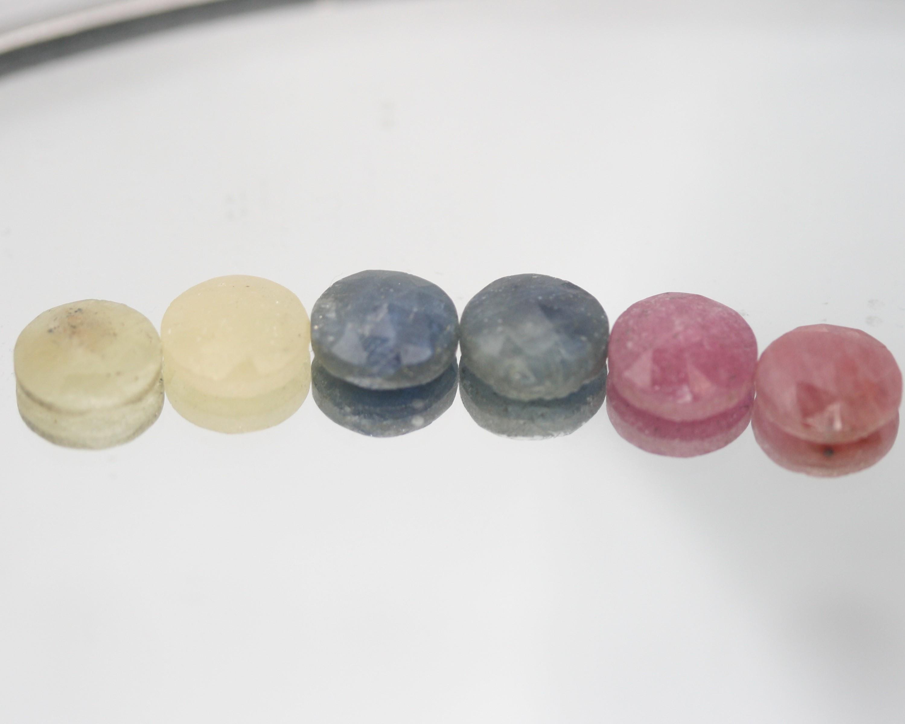 Untreated Multi Sapphire Round Faceted Calibrated Cabochons 8mm  Rose Cut -  Sapphire Lot (6 pcs)