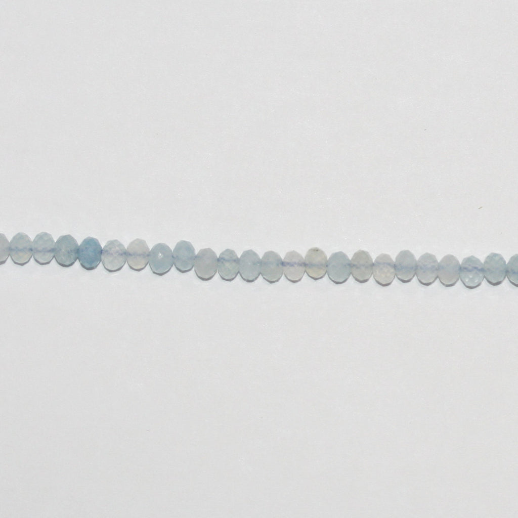 Perles rondelles à facettes en aigue-marine de 15 pouces, 4 x 2,5 mm - Fil de 39 cm.