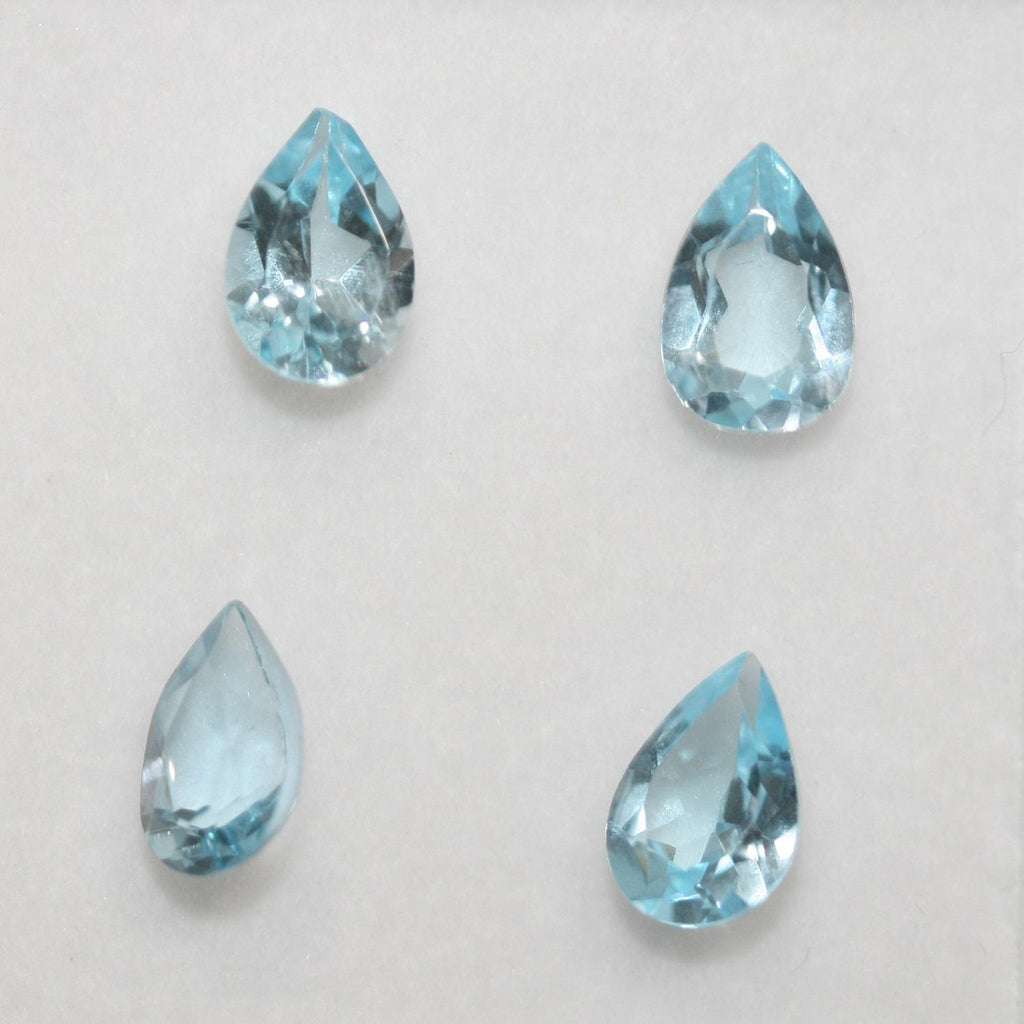 Lote de 4 piezas de topacio cielo facetado de 9 x 6 mm (4 piezas).