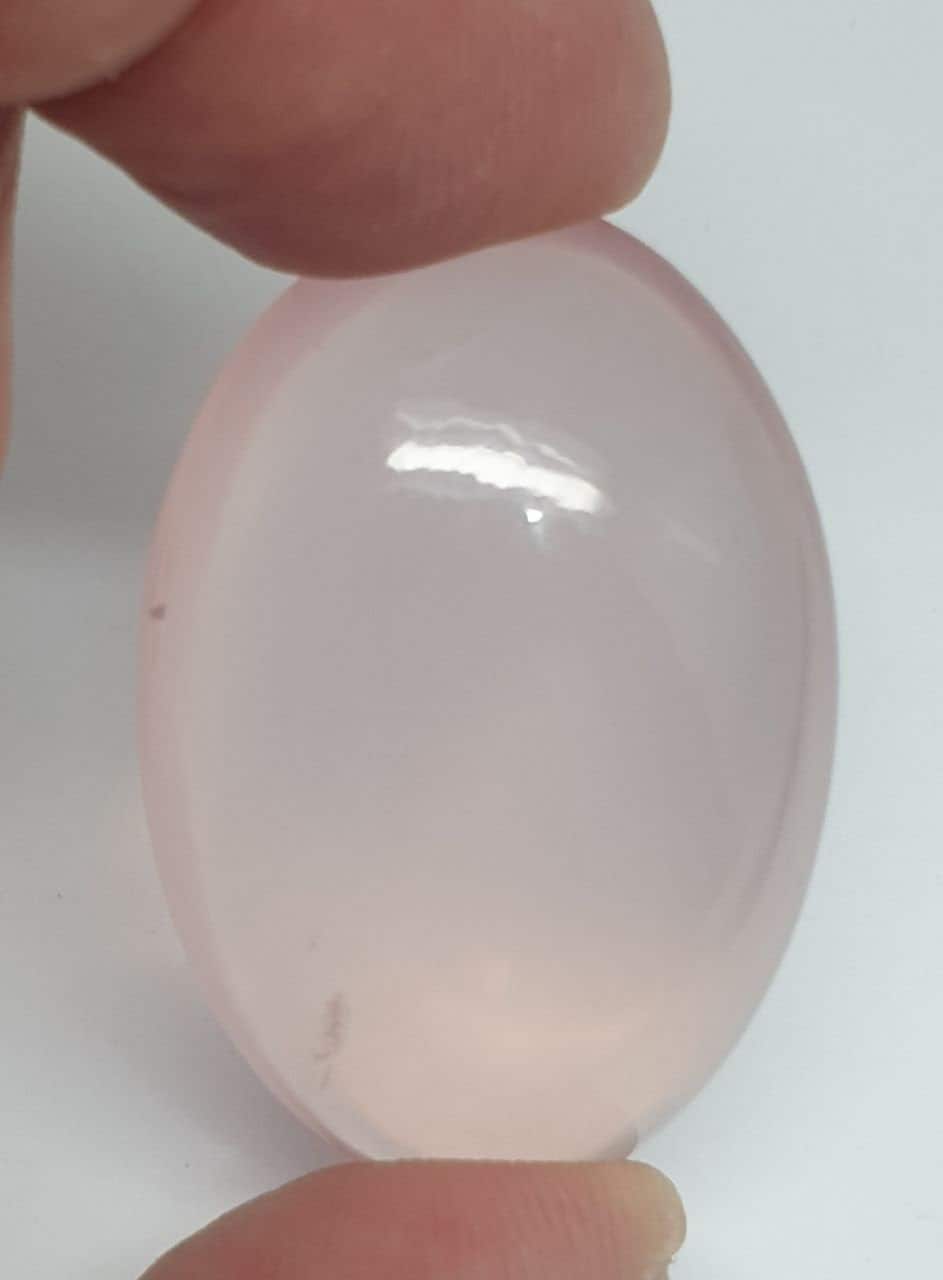 Big AAA Rose Quartz Smooth Oval Cabochon 36x25mm. (69.7ct.)