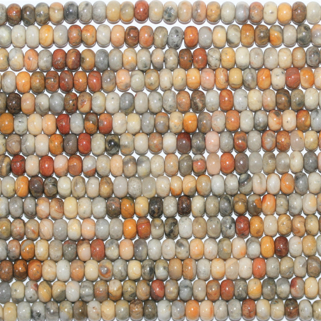 Perles rondelles lisses en agate folle St 15" 6x4mm.- Brin 38cm.