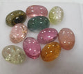 Lote de 10 gemas de turmalina multicristalina, 6 x 4 mm, color rosa, verde y azul, ovaladas, sin tratar. Gemas al por mayor, proveedor de bricolaje. Piedras auténticas.