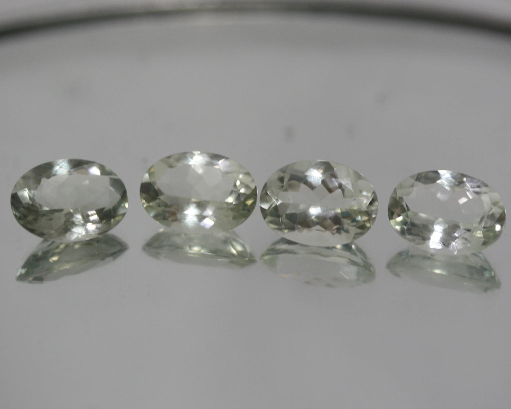 Lote de 4 piezas de prasiolita facetada ovalada de 14 x 10 mm (4 piezas) - Artículo 660LO