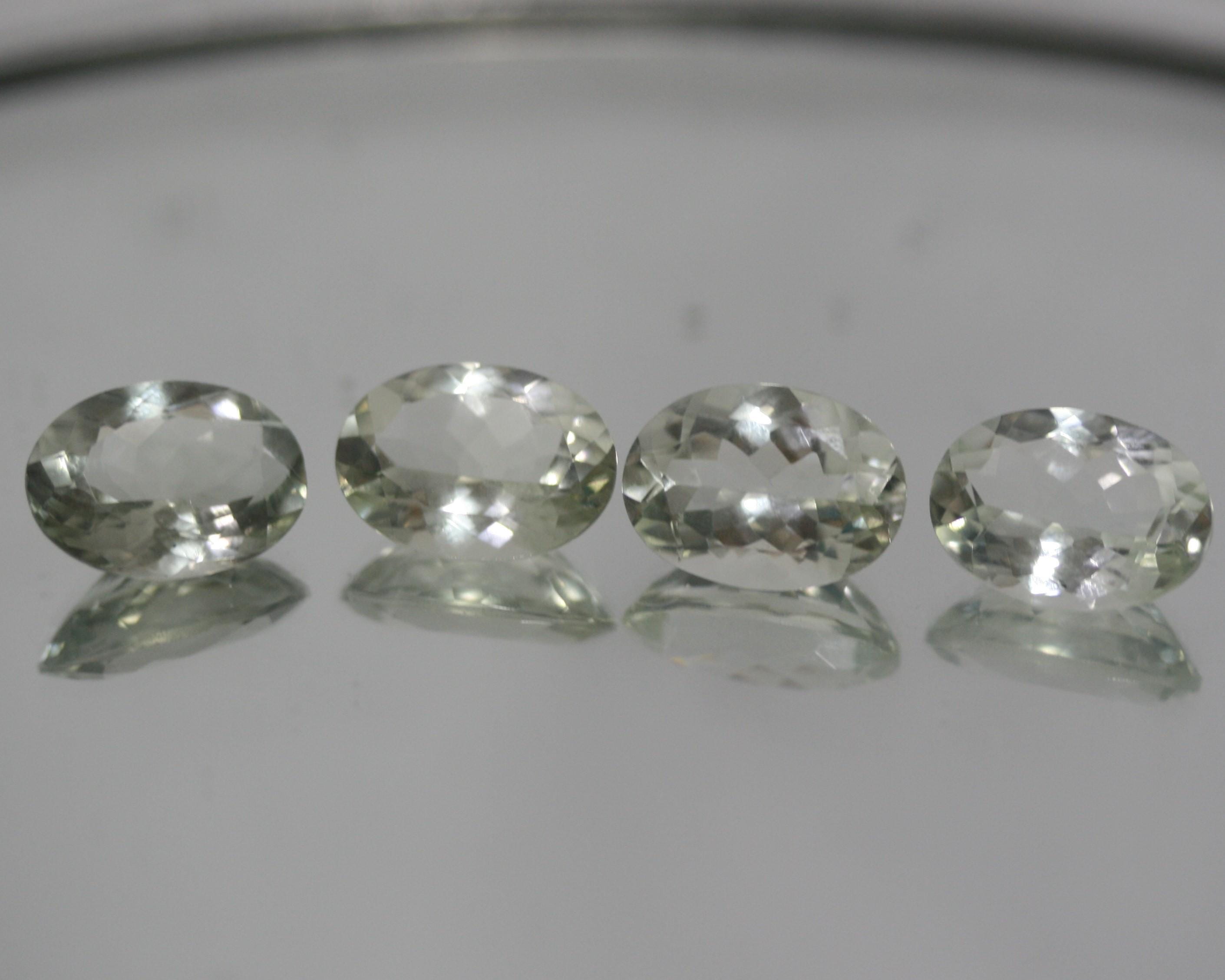 Lote de 4 piezas de prasiolita facetada ovalada de 14 x 10 mm (4 piezas) - Artículo 660LO
