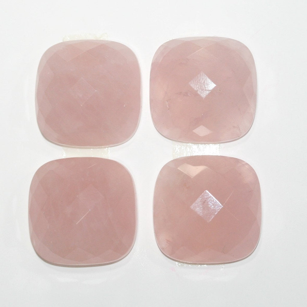 Lote de 4 cabujones de cuarzo rosa facetados de 19 mm (4 unidades)