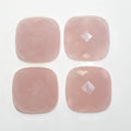 Lote de 4 cabujones de cuarzo rosa facetados de 19 mm (4 unidades)