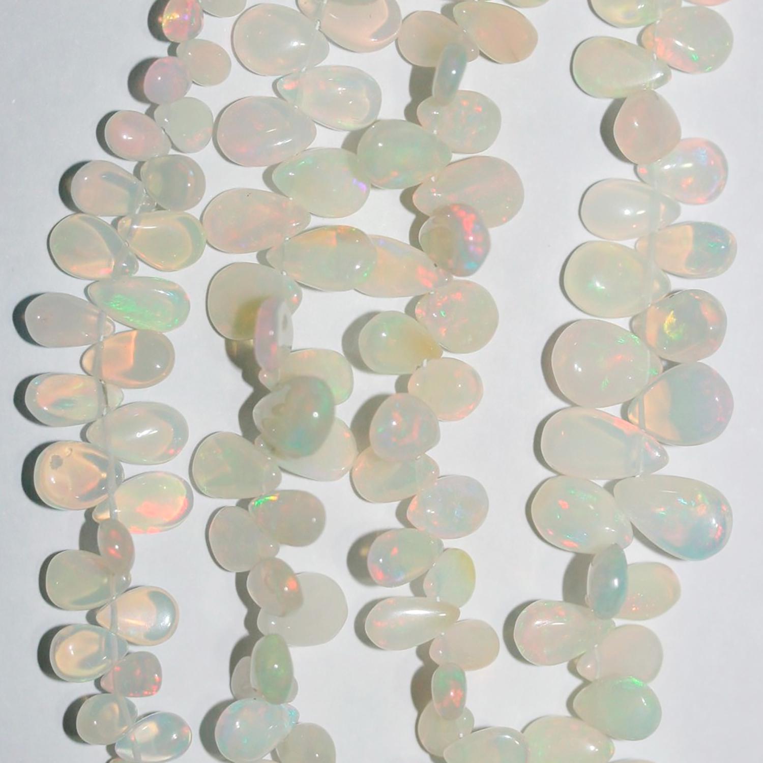 Cuentas de ópalo etíope de San Etiopía, lisas y graduadas, de 8" (6 x 4-10 x 8 mm, aprox.), tira de 20 cm