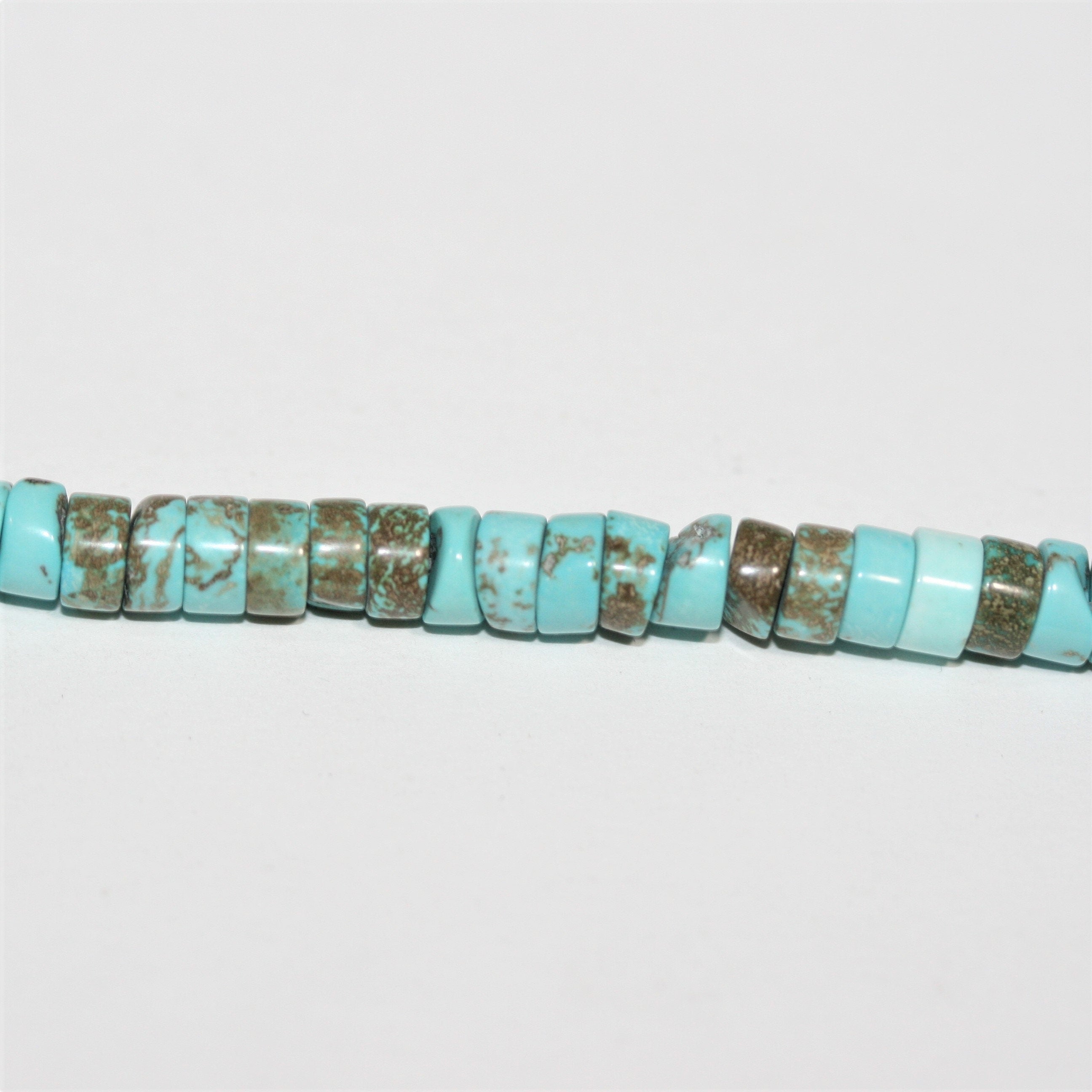 Perles rondelles lisses en turquoise St. de 15 pouces, 6 x 3 mm. - Brin de 38 cm.