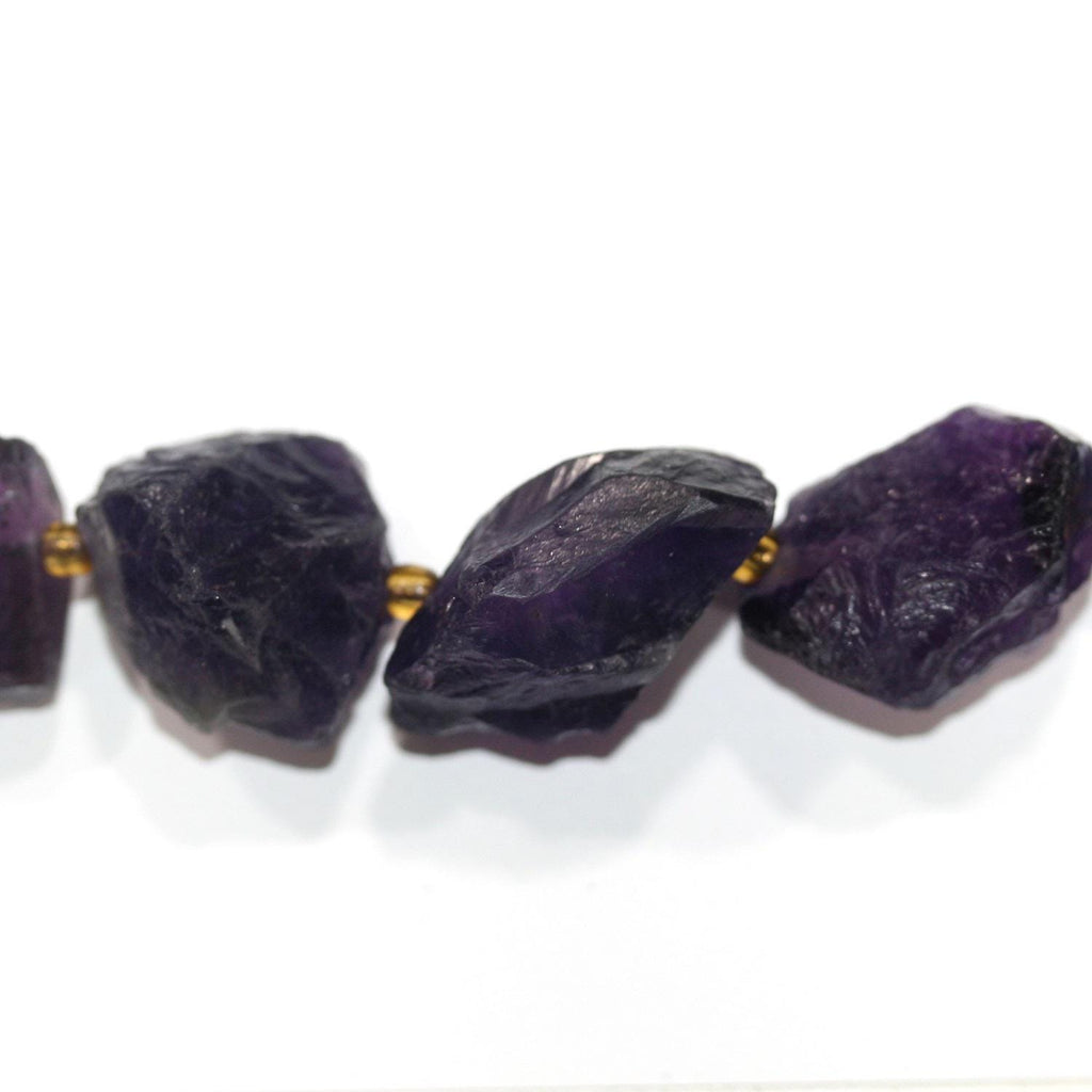 14" St Amethyst Unpolish Rough Nugget Beads.-Strand 38cm