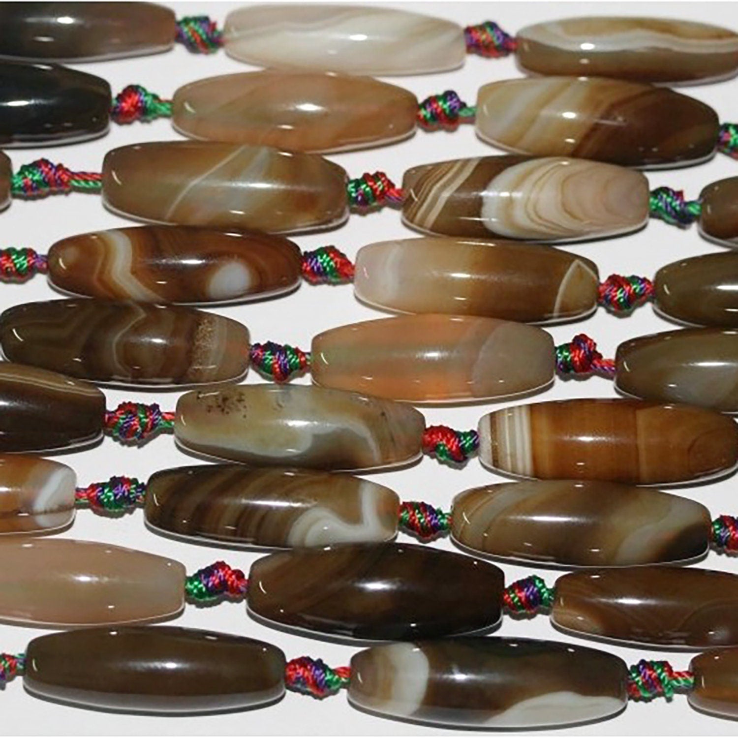 Cuentas de ágata marrón lisa de barril, 16", 30 x 10 mm, tira de 40 cm