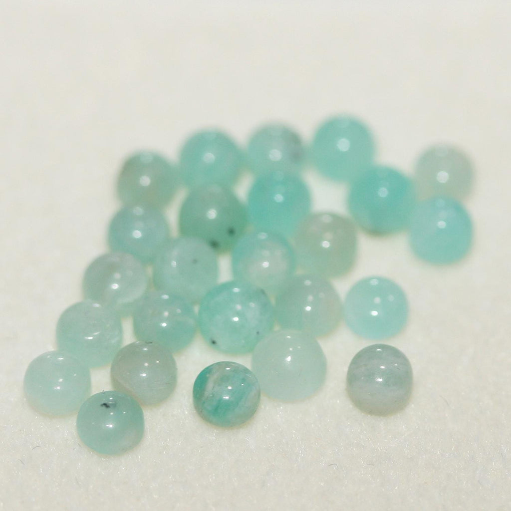Lote de 25 cabujones redondos lisos de amazonita de 3 mm. (25 piezas)