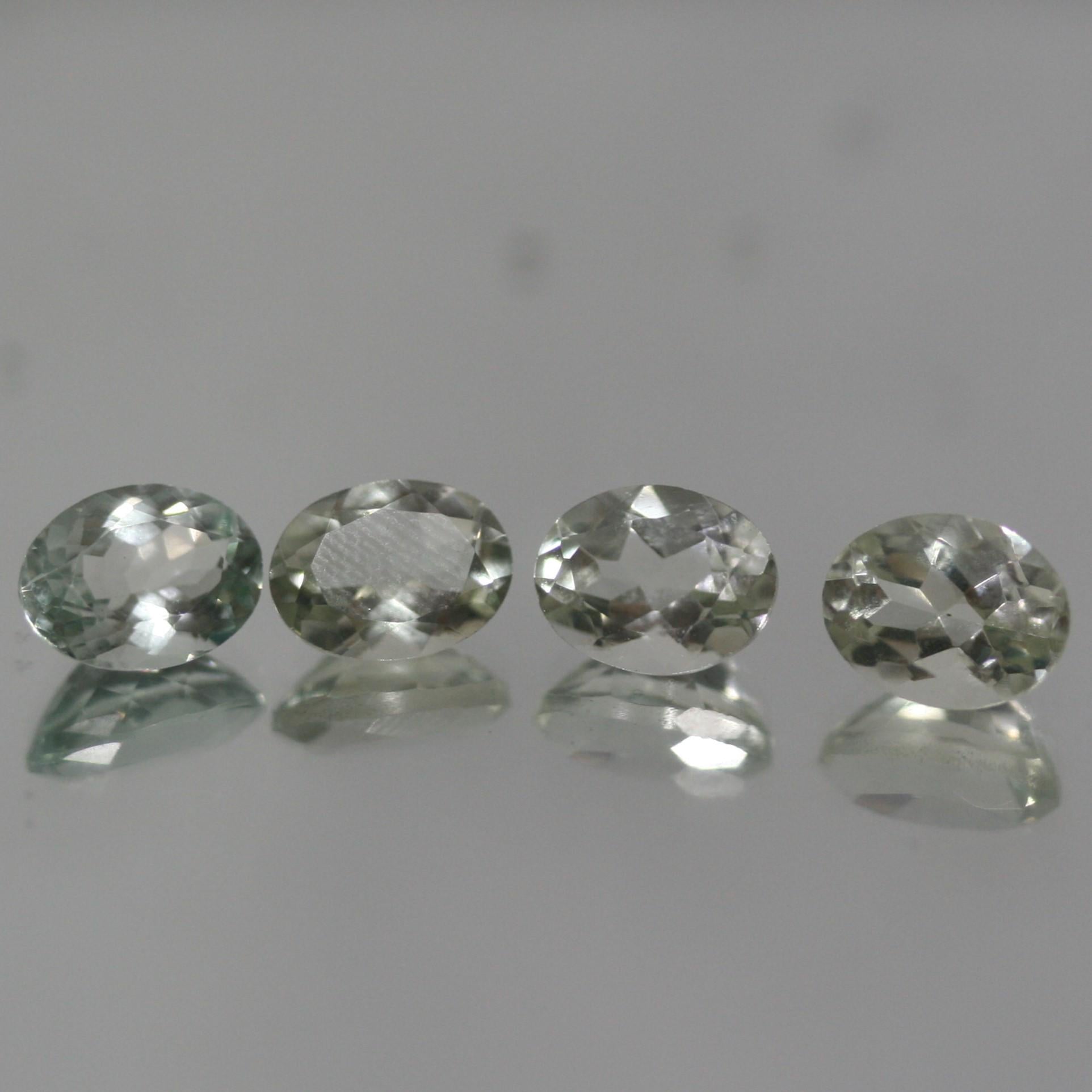 Lote de 4 piezas de prasiolita facetada ovalada de 8 x 6 mm (4 piezas) - Artículo 659LO