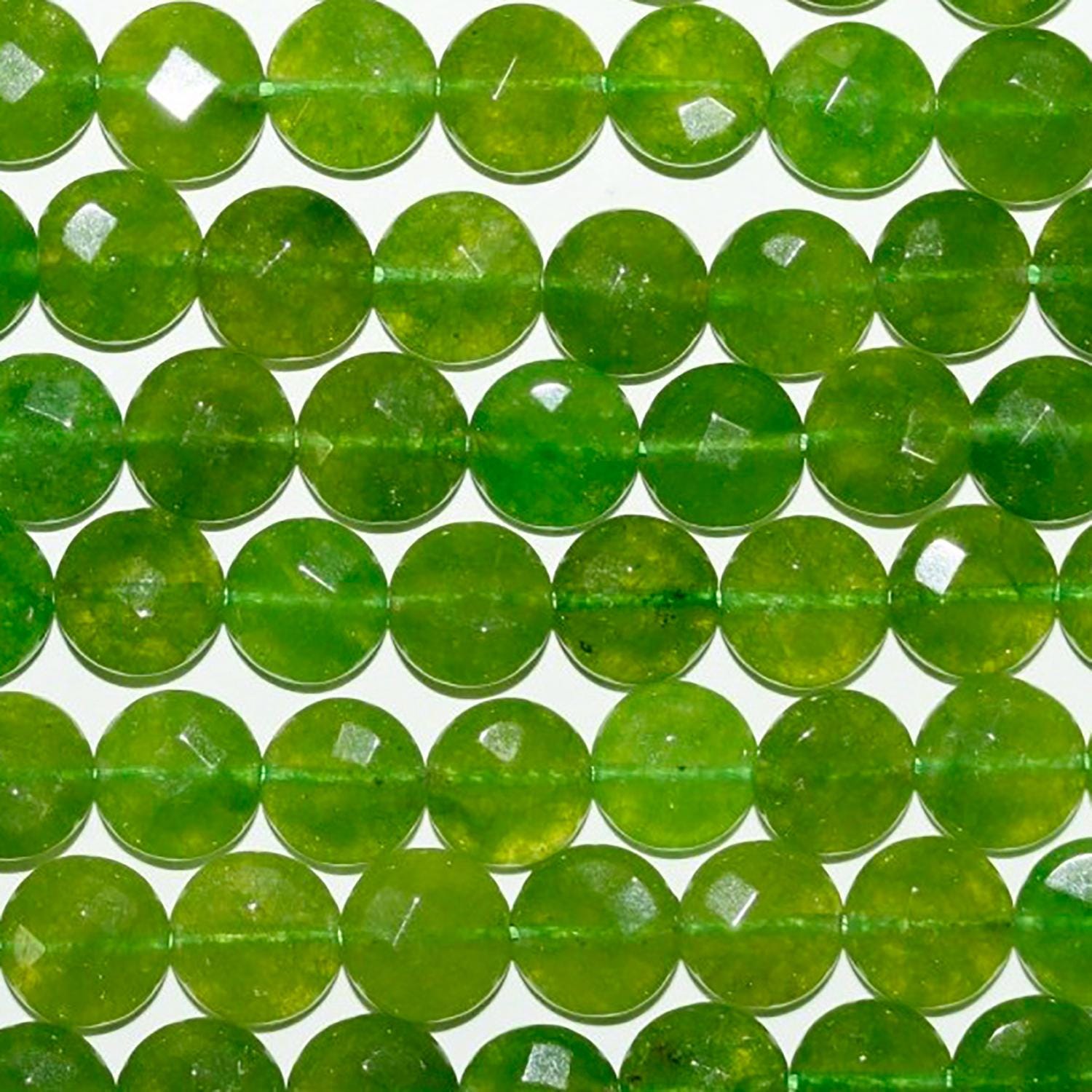 Cuentas de cuarzo verde facetado de 16" (10 mm) - Hilo de 40 cm