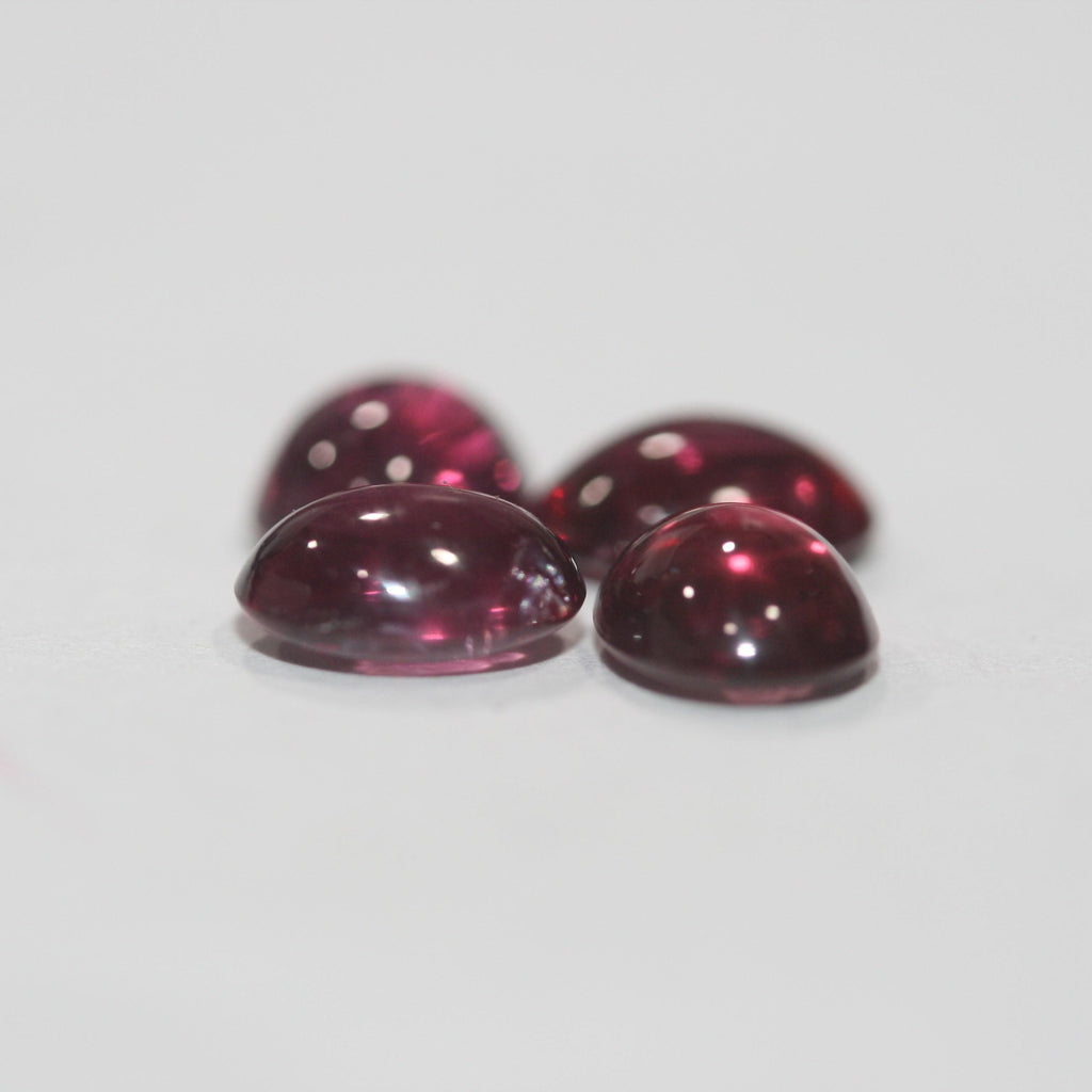 Rhodolite Garnet Lot Oval Cabochon 7-7.5x5.5-6mm. (4pcs.)  -Gemstone Parcels-Loose Stones Wholesale Price