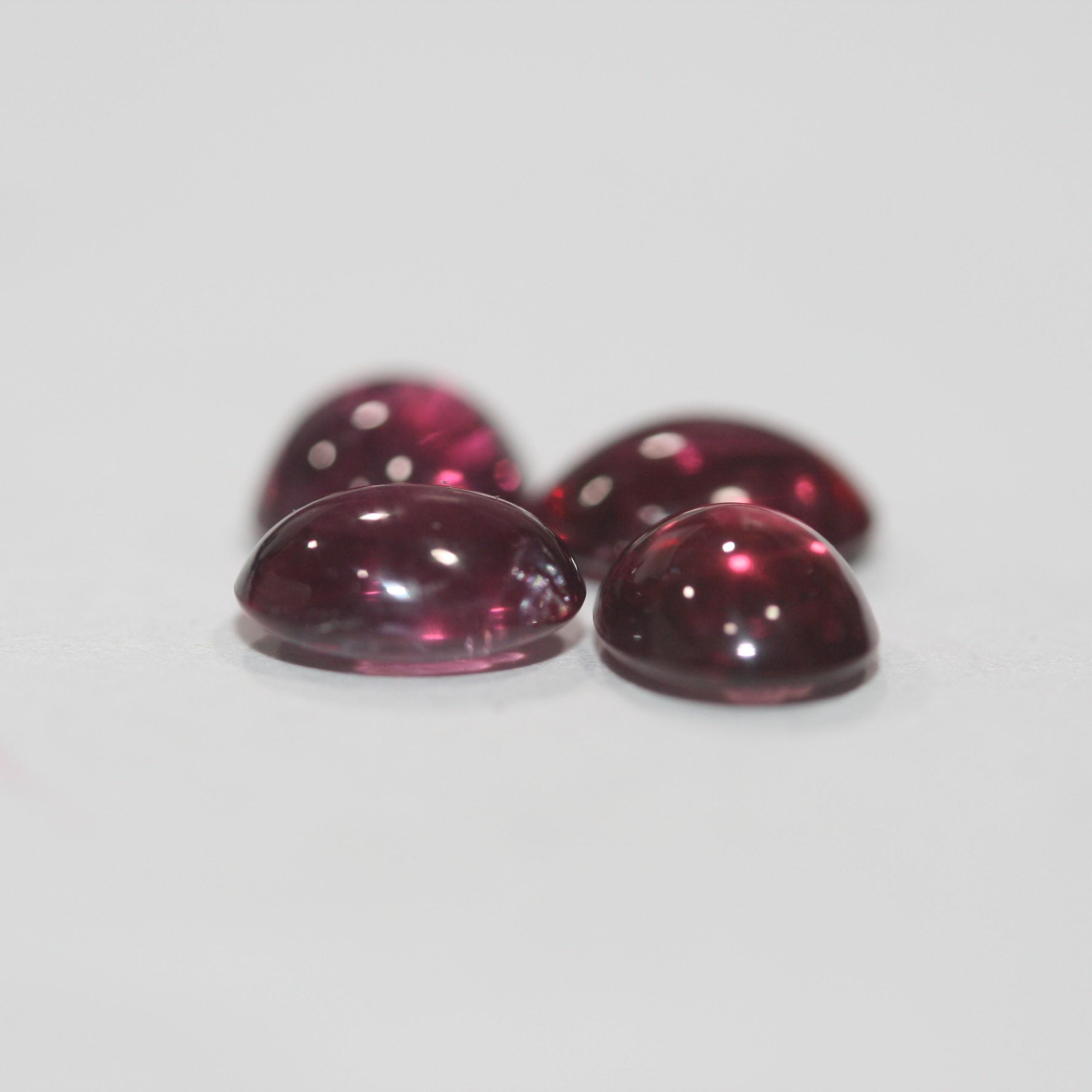 Rhodolite Garnet Lot Oval Cabochon 7-7.5x5.5-6mm. (4pcs.)  -Gemstone Parcels-Loose Stones Wholesale Price