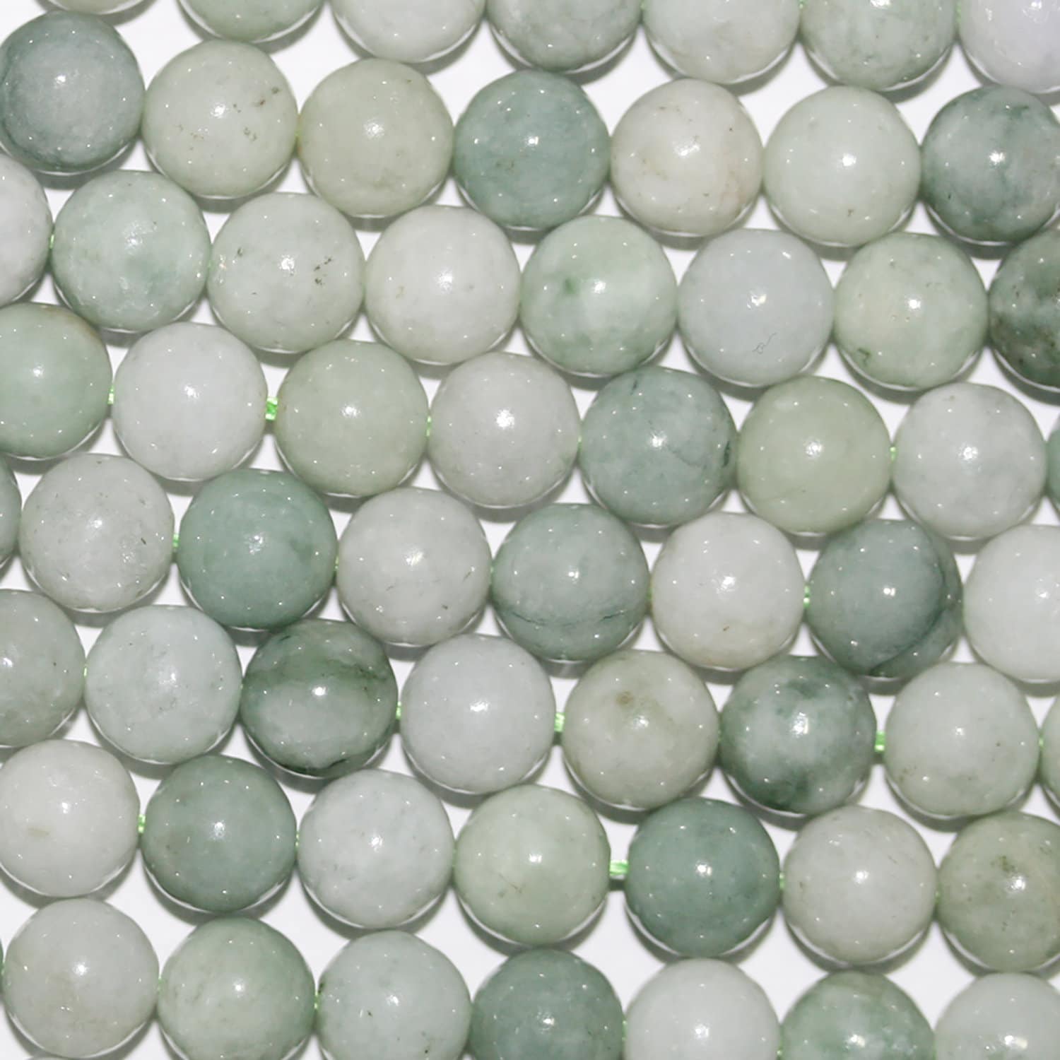 Perles rondes lisses en jade de Sainte-Birmanie, 8 mm, 15 pouces (38 cm) - Fil de 39 cm