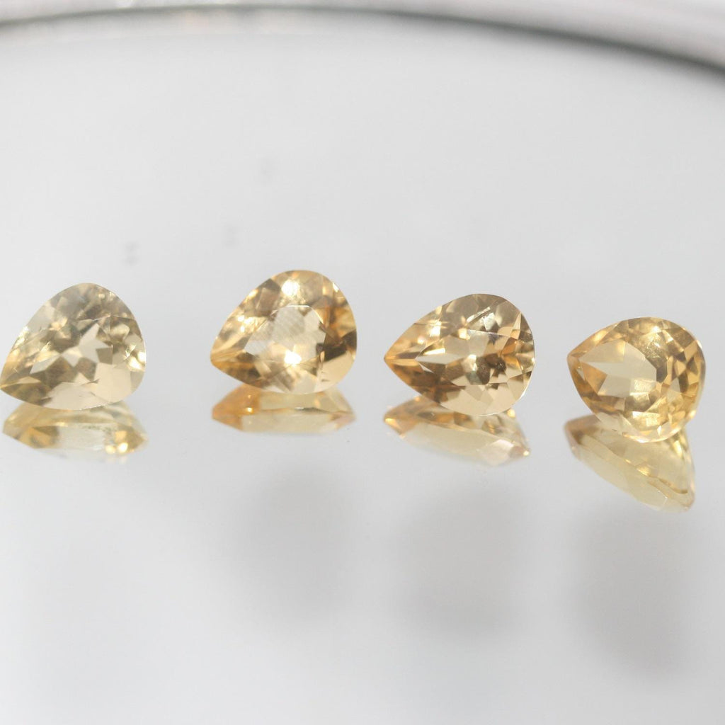 Lote de 4 piezas de citrino facetado gota 11x9 mm. (4 piezas).