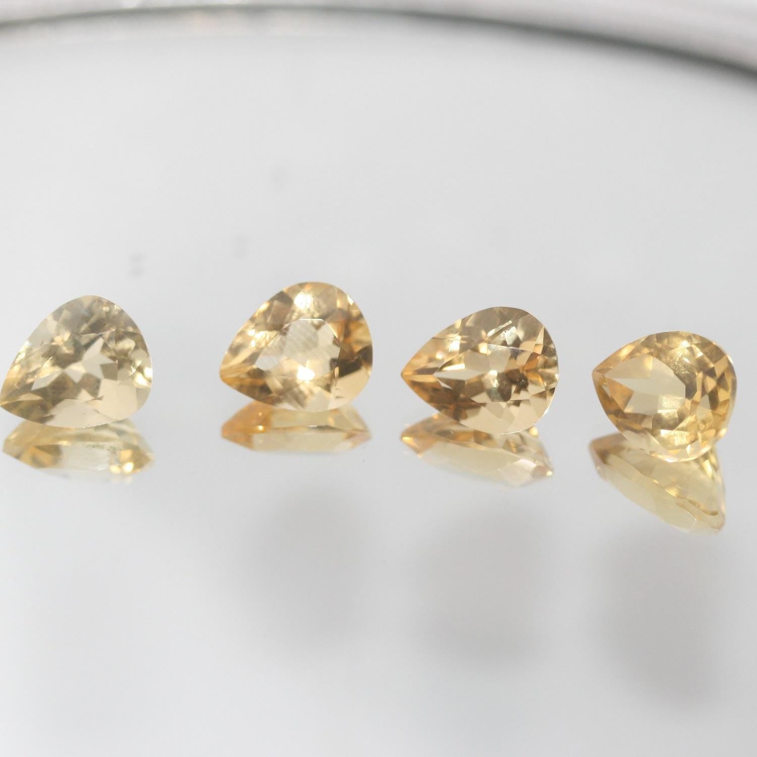 Lote de 4 piezas de citrino facetado gota 11x9 mm. (4 piezas).