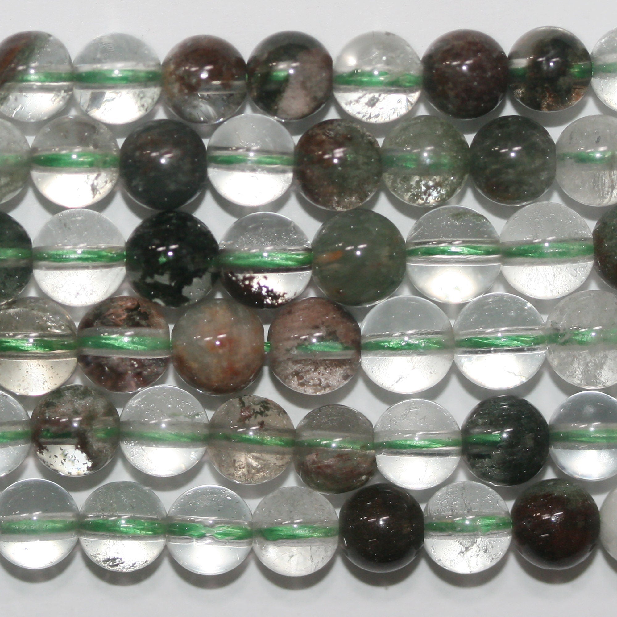 Cuentas redondas lisas de cuarzo lepidolita de 40 cm (16"), 6 mm (tira de 40 cm)