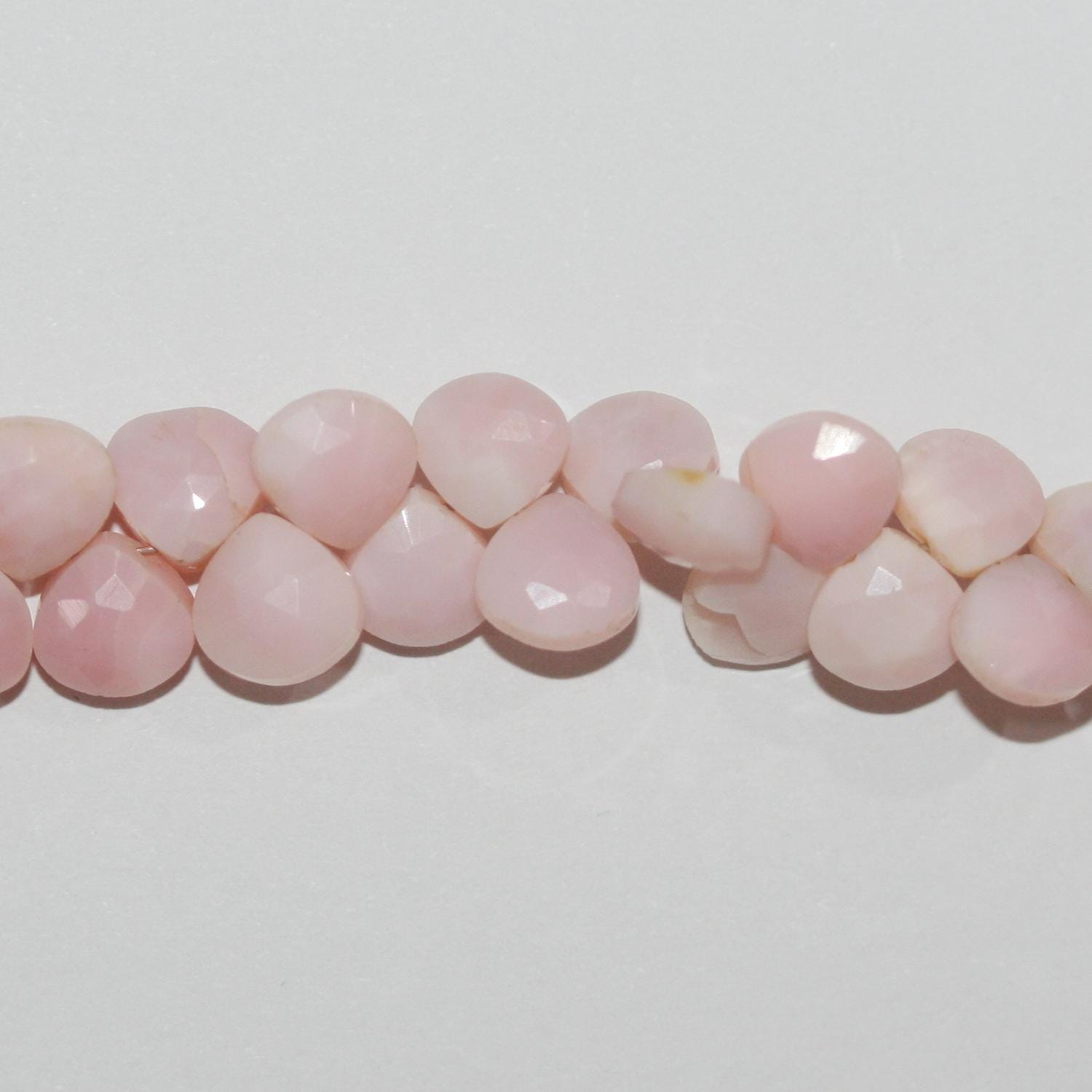 Perles en forme de goutte à facettes en opale rose St de 8 pouces, 6 mm environ - Longueur du fil : 20 cm.