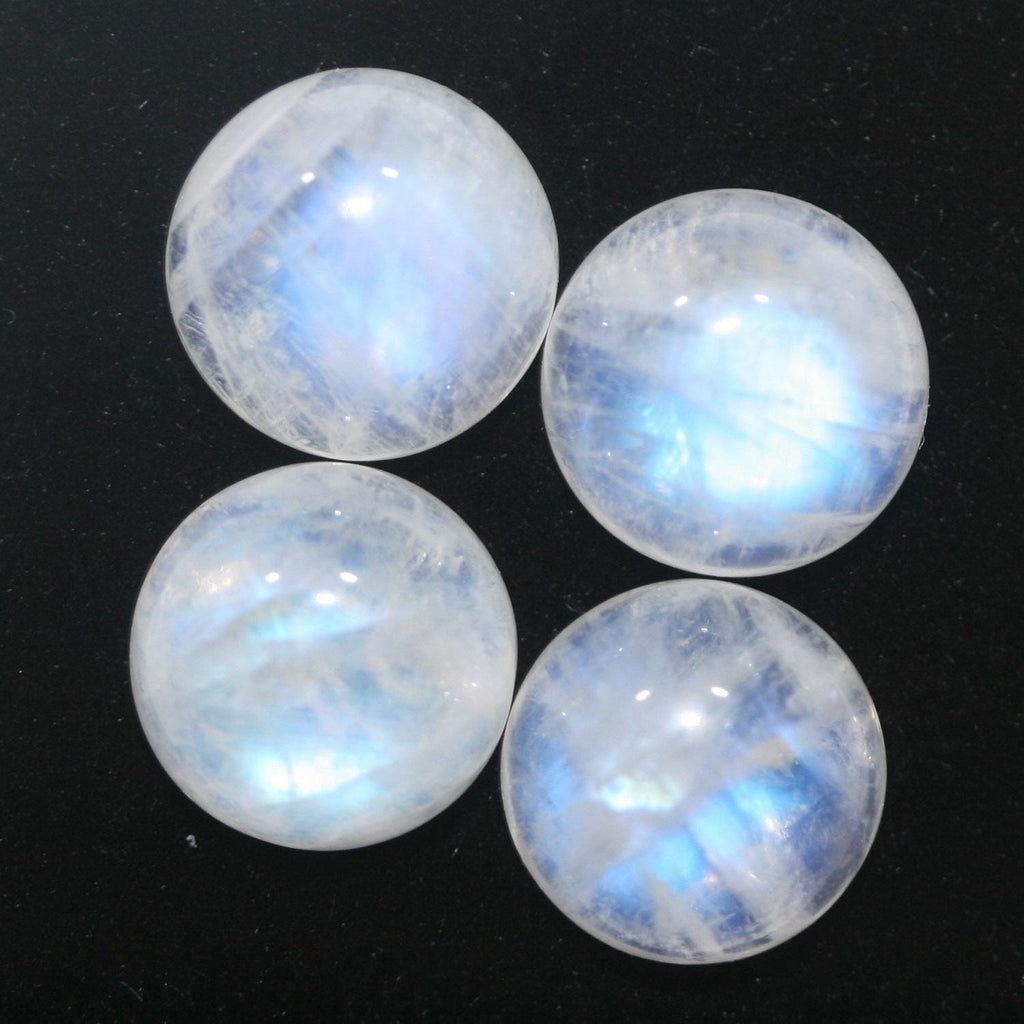 Pierre de lune bleue feu AAA, cabochon rond de 11 mm (4 pièces).