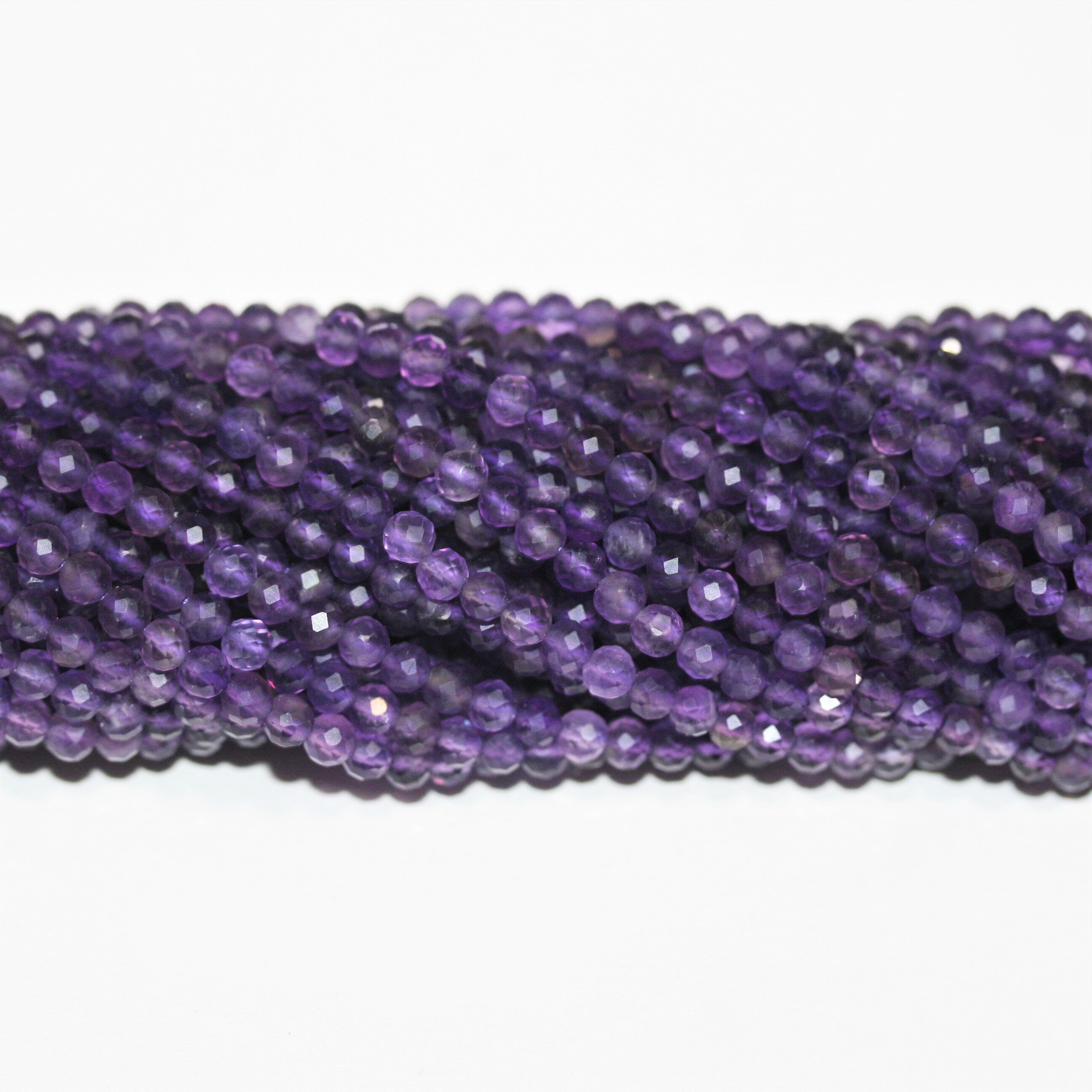 15" Perles rondes à facettes en améthyste St 3-3,5 mm.-Rig 39 cm.