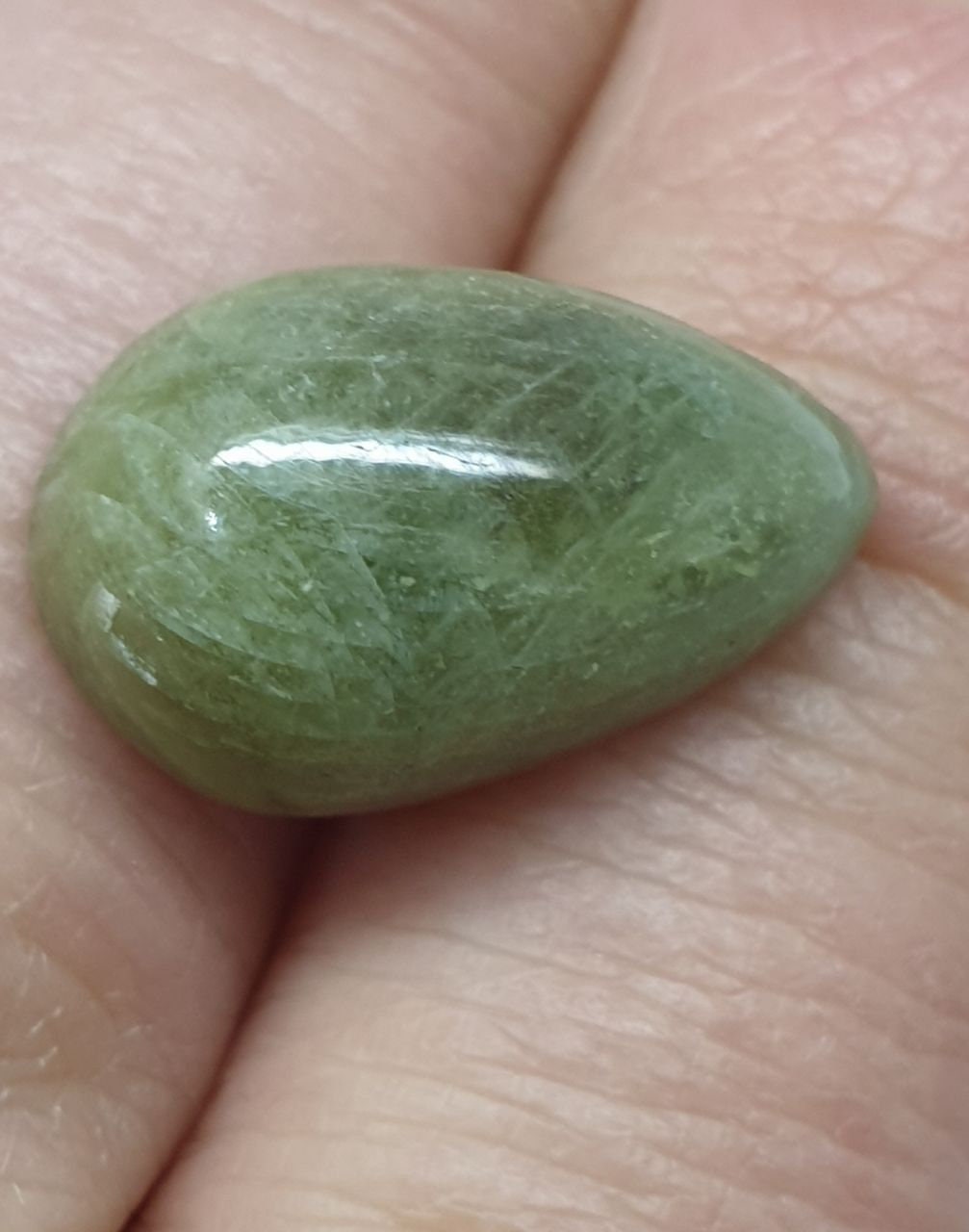 Green Sapphire Drop Cabochon  17.3x11mm 15.43ct Natural Gemstone
