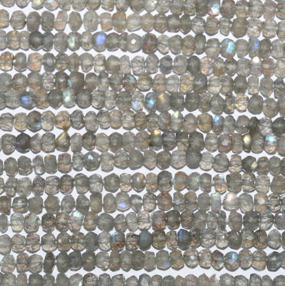 13" St Labradorite Faceted Rondelle Beads  3x2mm.-Strand 33cm.