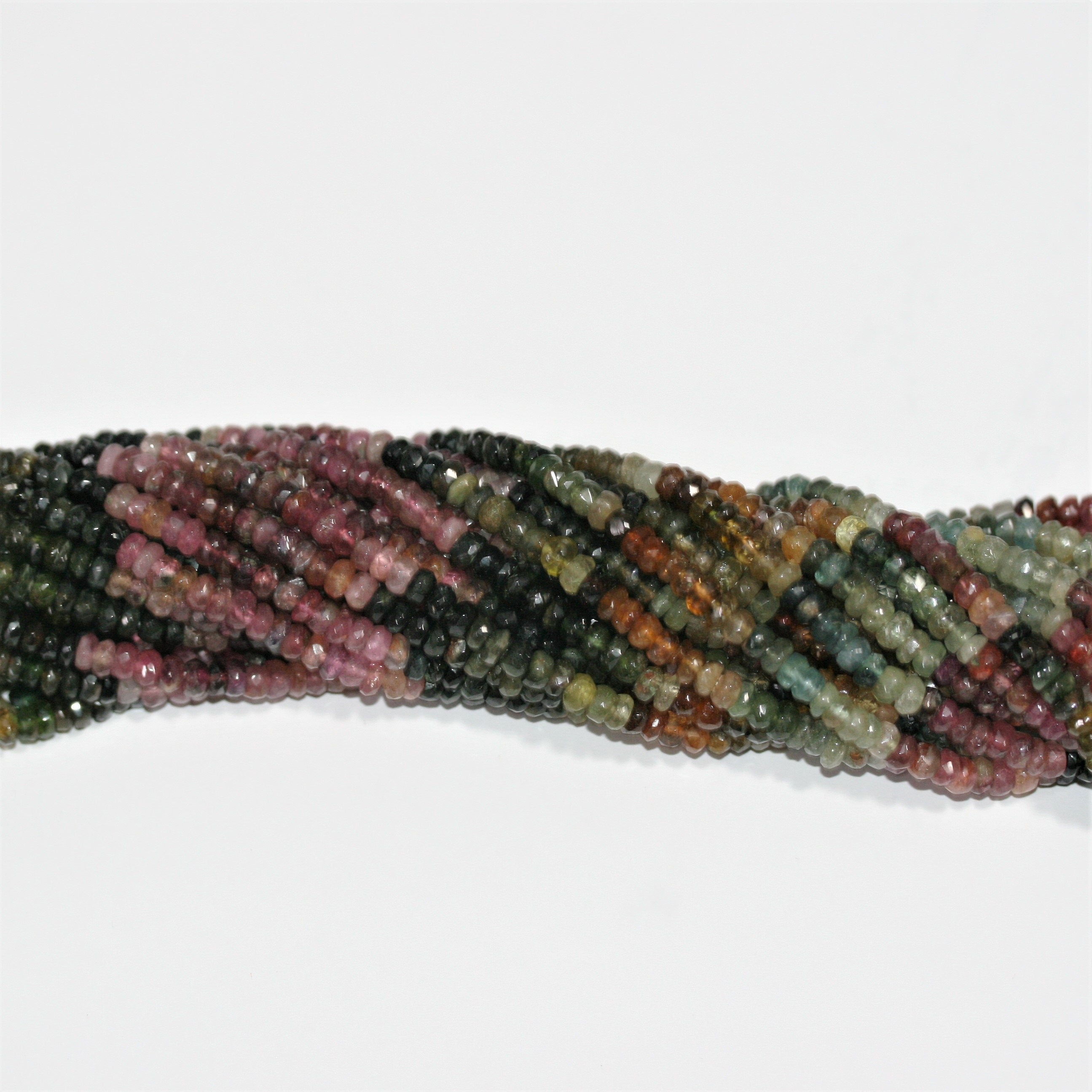13" St Tourmaline Faceted Rondelle Beads 4x2mm.-Strand 32cm.