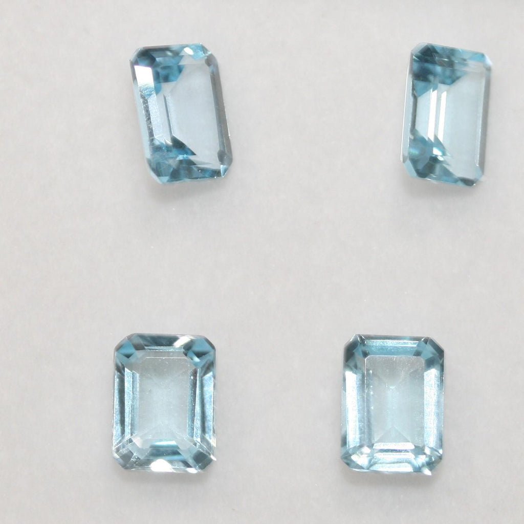 4Pcs Lot Blue Sky Topaz Faceted Octagonal 8x6mm. (4 Pcs).