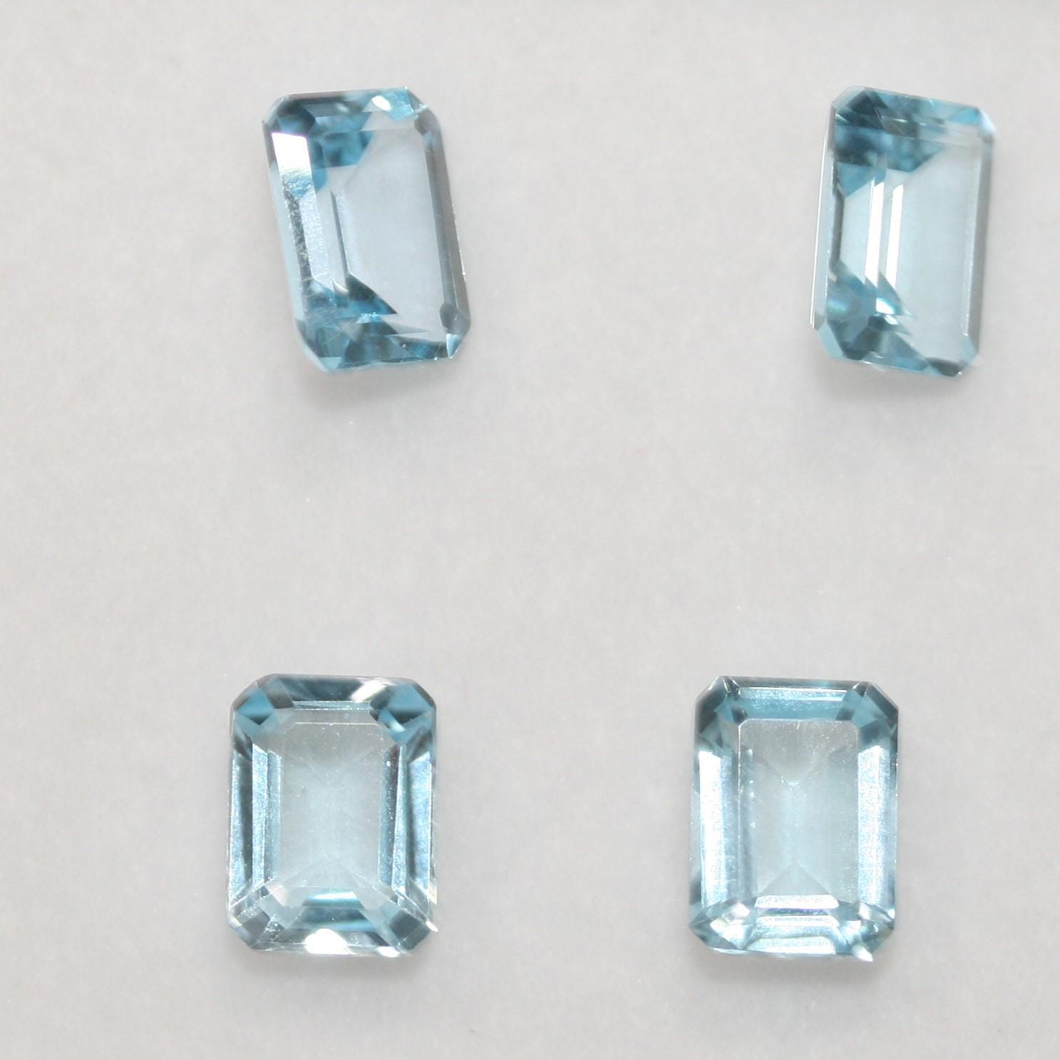 Lote de 4 topacios azul cielo facetados octogonales de 8 x 6 mm. (4 piezas).