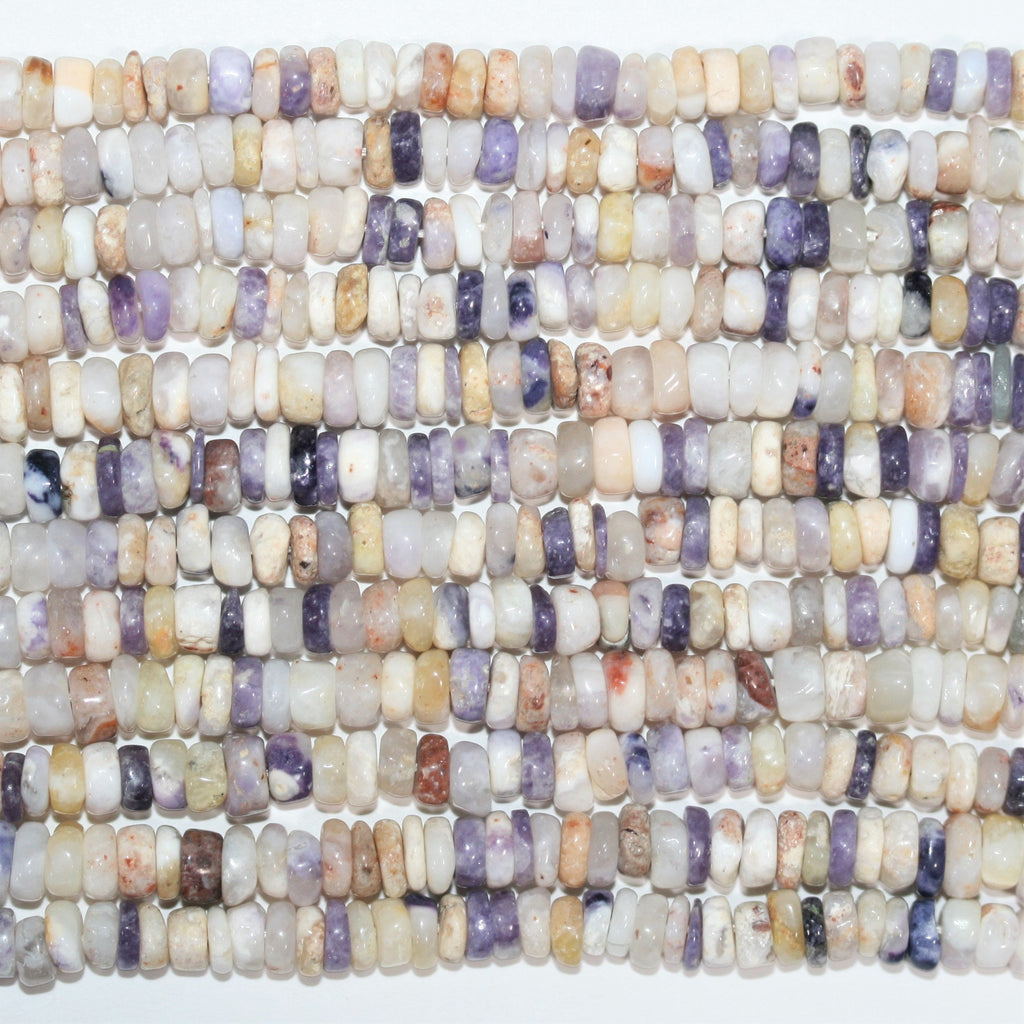 16" St Tiffany Purple White Opal Smooth Disk Beads 5x2mm.- Strand 40cm.