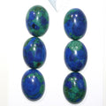 6 cabochons ovales lisses en azurite 20x15 mm. (6 pièces).
