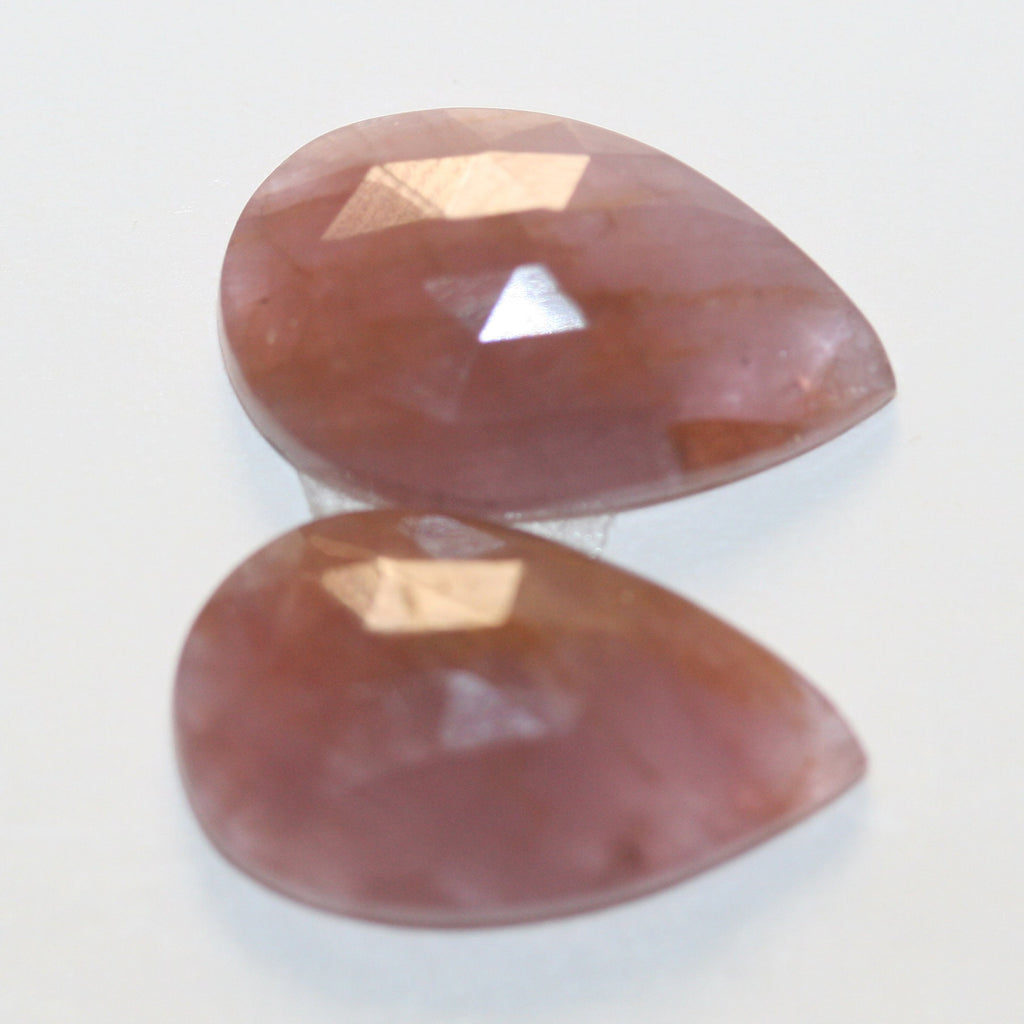 1 Pair Natural Untreated Ruby 16x10mm Cabochons Faceted Pear 10.9 ct- Natural Gemstones Jewelry Supplier