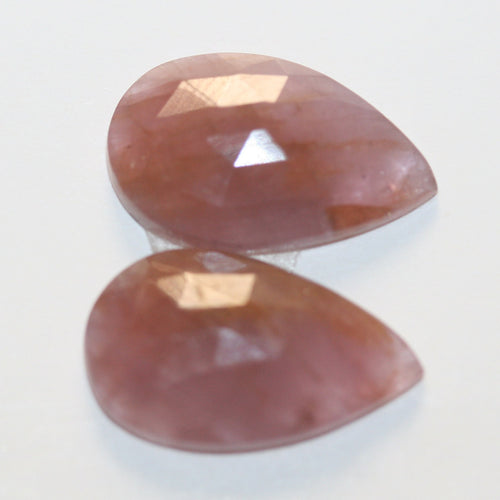 1 Pair Natural Untreated Ruby 16x10mm Cabochons Faceted Pear 10.9 ct- Natural Gemstones Jewelry Supplier