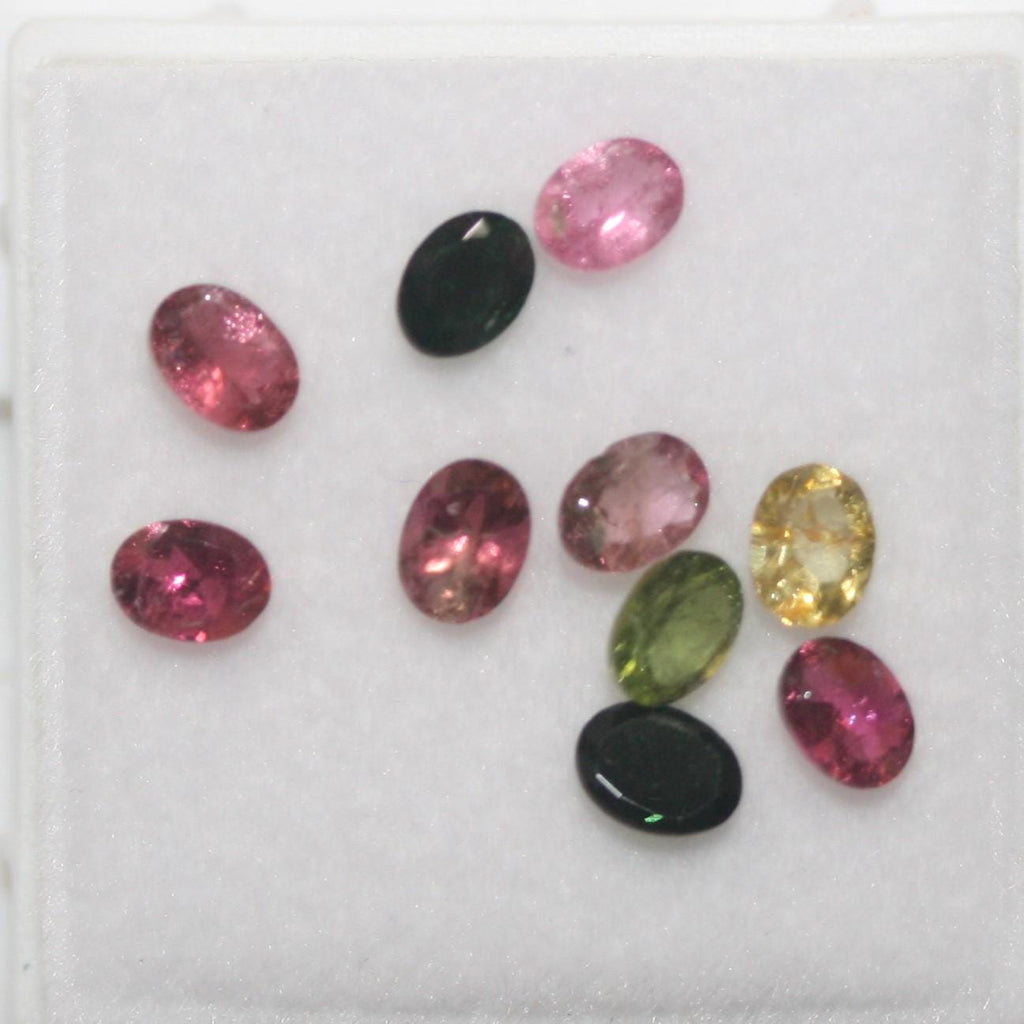 Lote de Turmalina Multicolor Facetada Ovalada 4x3mm.(10uds)