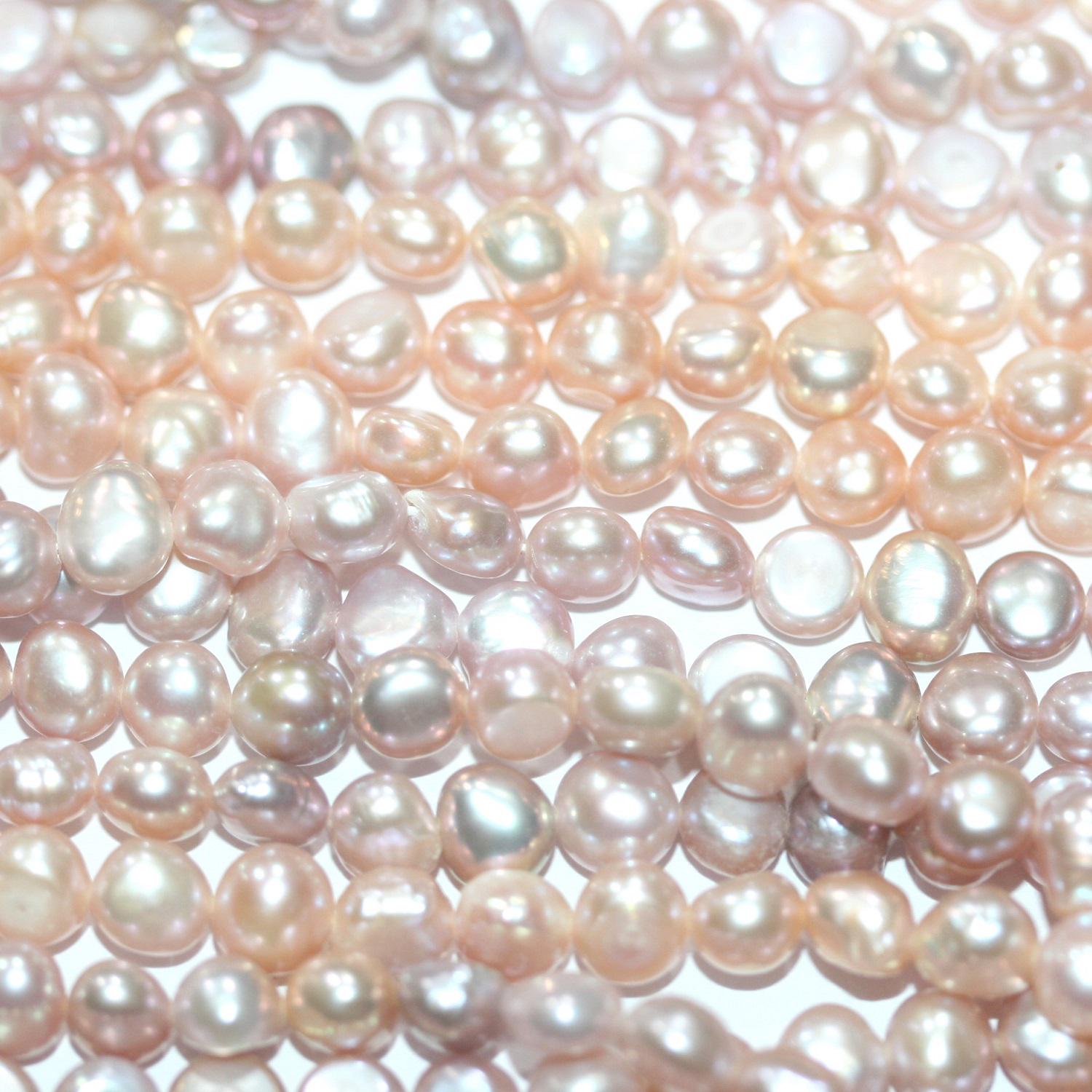 12" St Freshwater Salmon Baroque Pearl Beads 6-7mm Approx.-Strand 36cm. -Natural Pearls wholesale Prices