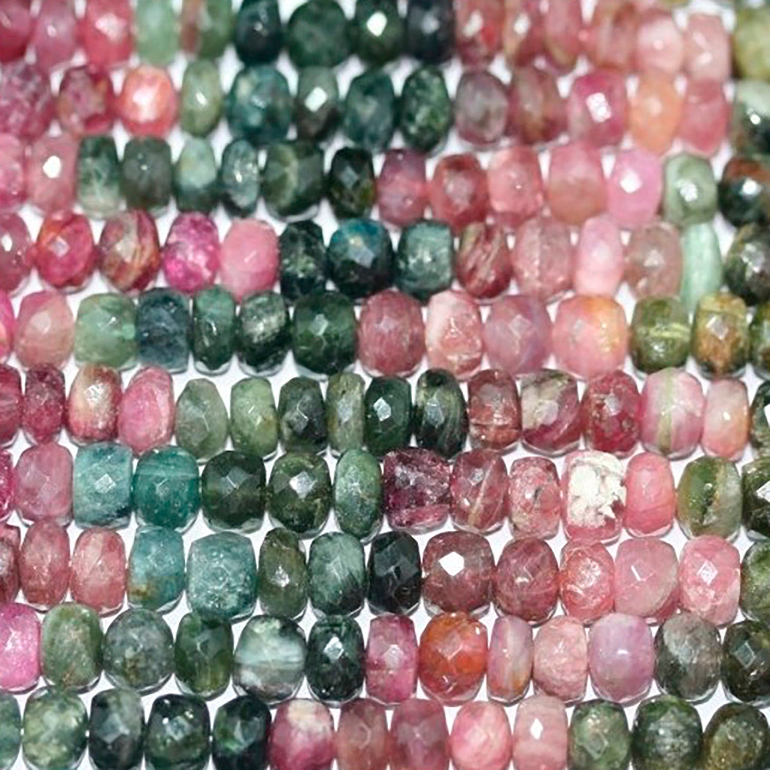 Rondelle à facettes en tourmaline St 14" 7x4mm.-Bracelet 37cm.