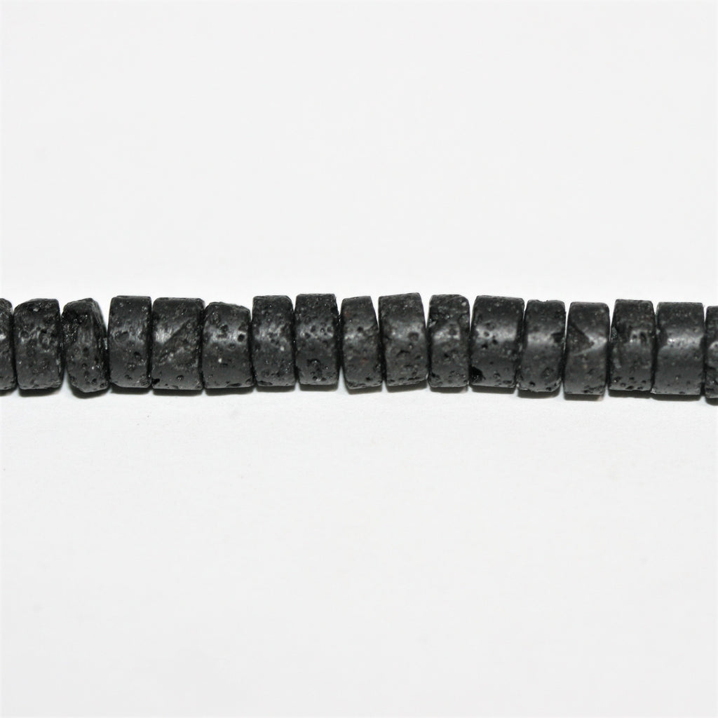 Perles rondelles lisses St. Lava 15" 6x3mm.- Brin 39cm.