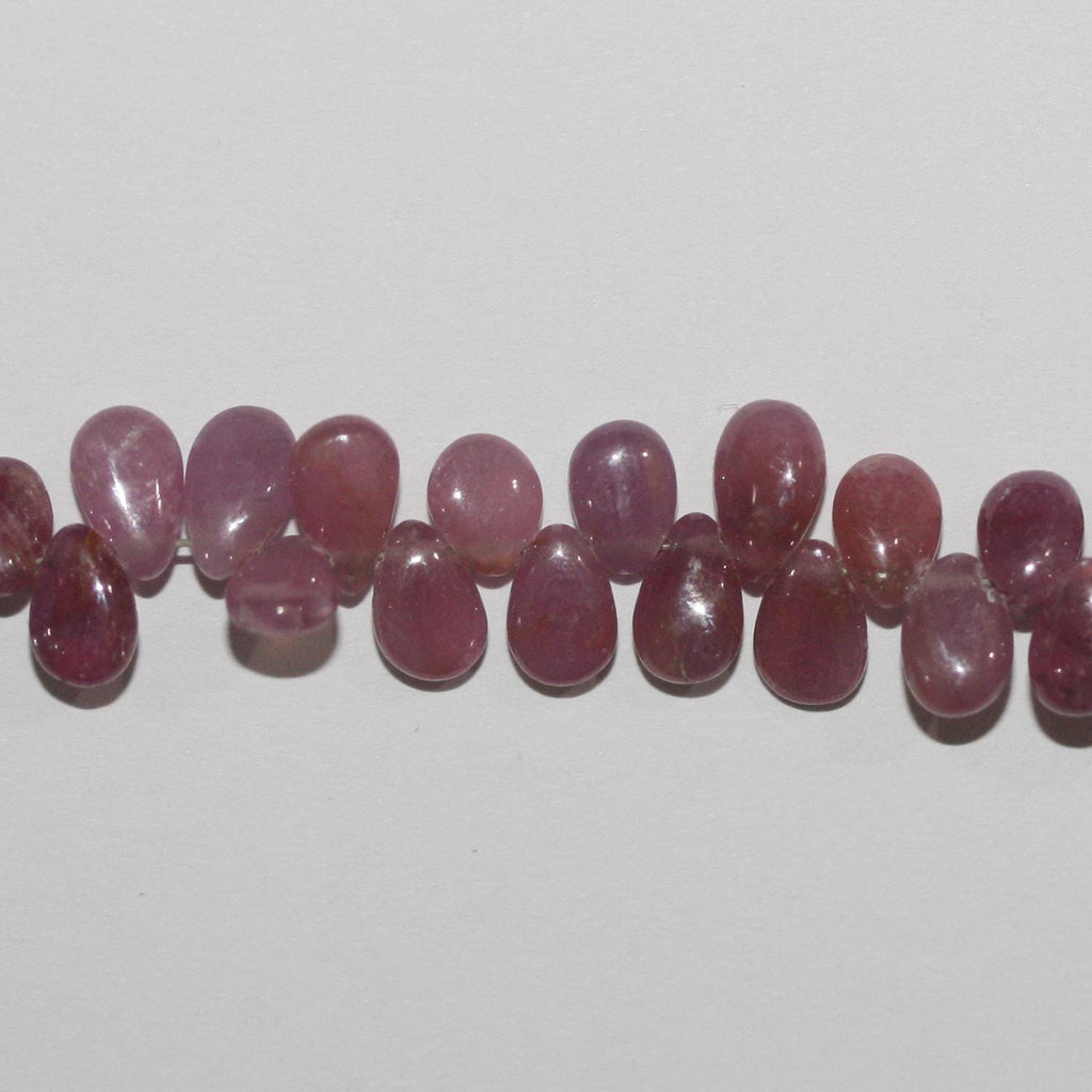 Perles en forme de goutte lisses en saphir rose St 8" 7x5mm.-Rig 20cm.